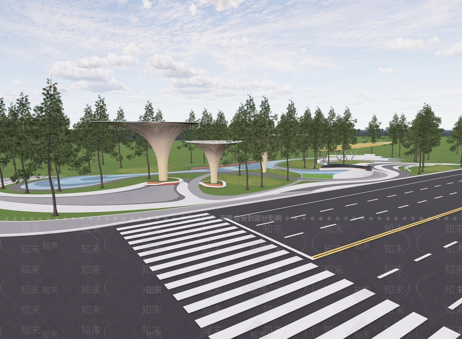 现代景观公园SU模型下载【ID:1177539039】