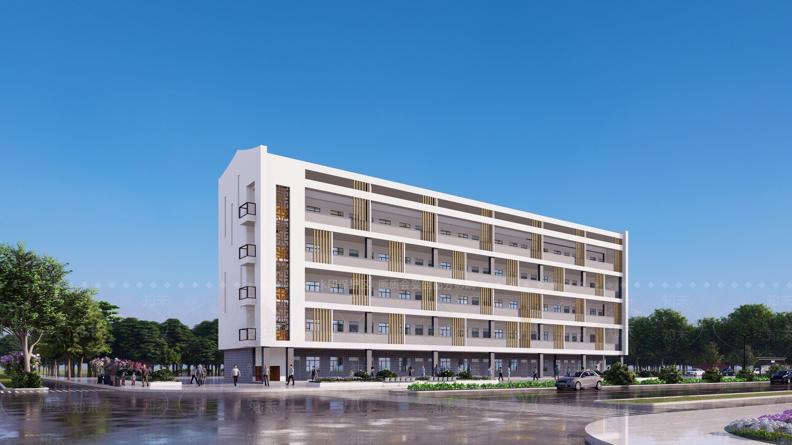 现代新中式学校建筑SU模型下载【ID:1177762857】