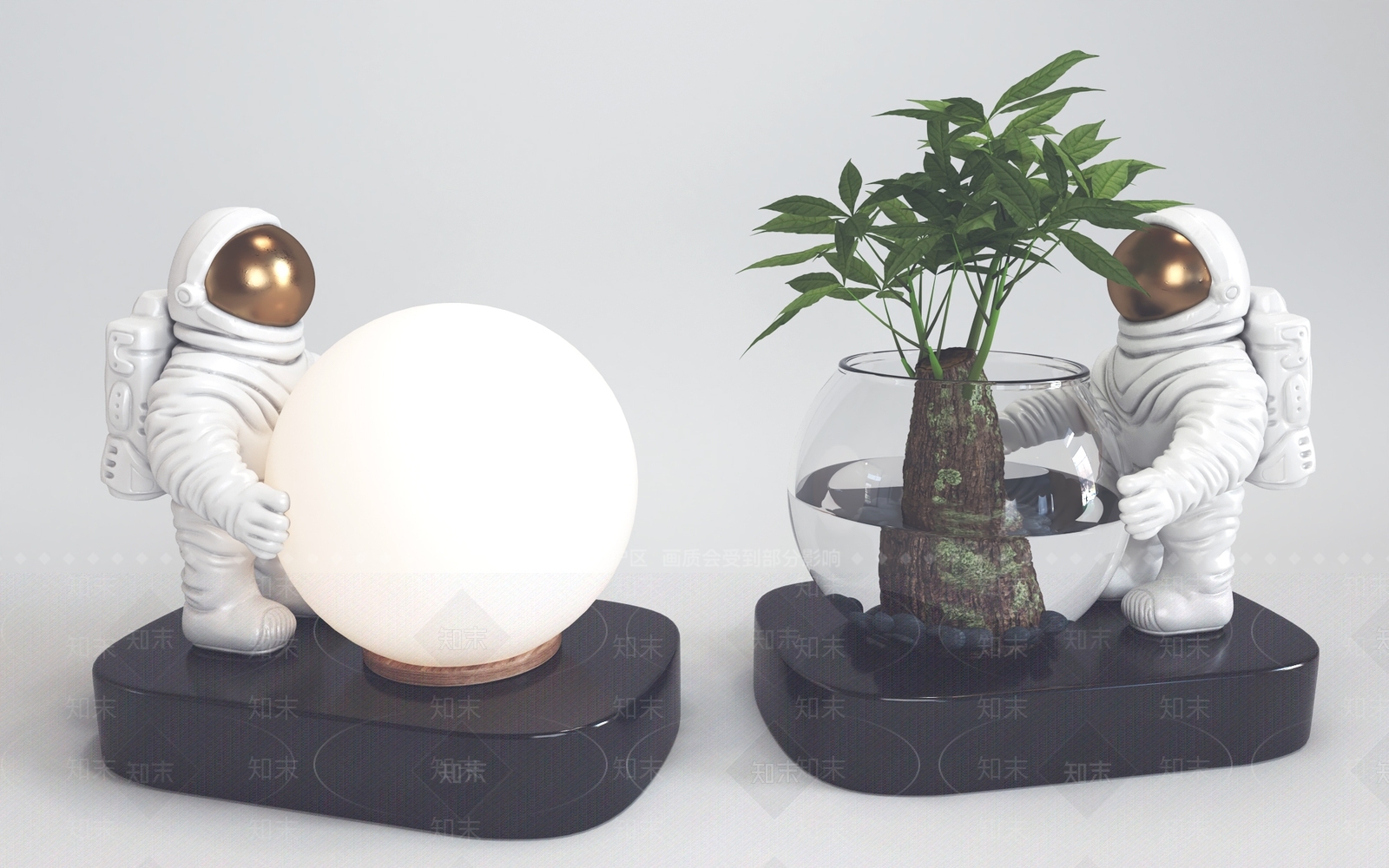 现代艺术潮玩陈设灯具组合3D模型下载【ID:1177561402】