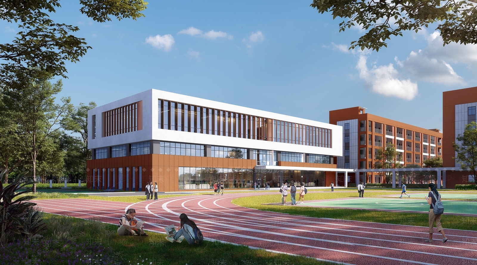 现代学校外观3D模型下载【ID:1177561948】