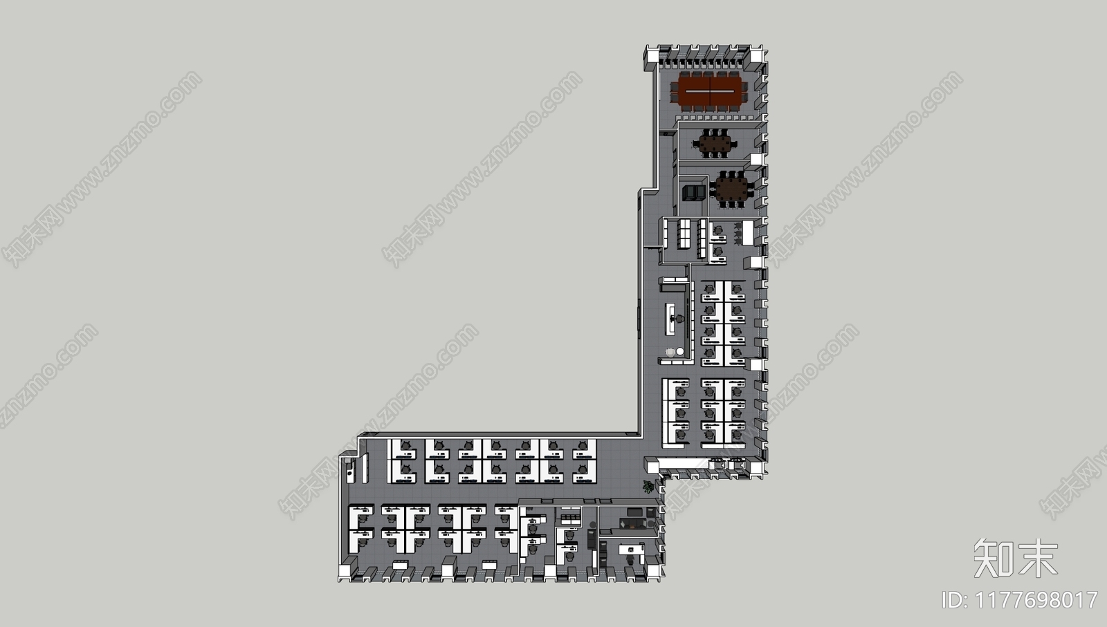 现代简约整体办公空间cad施工图下载【ID:1177698017】