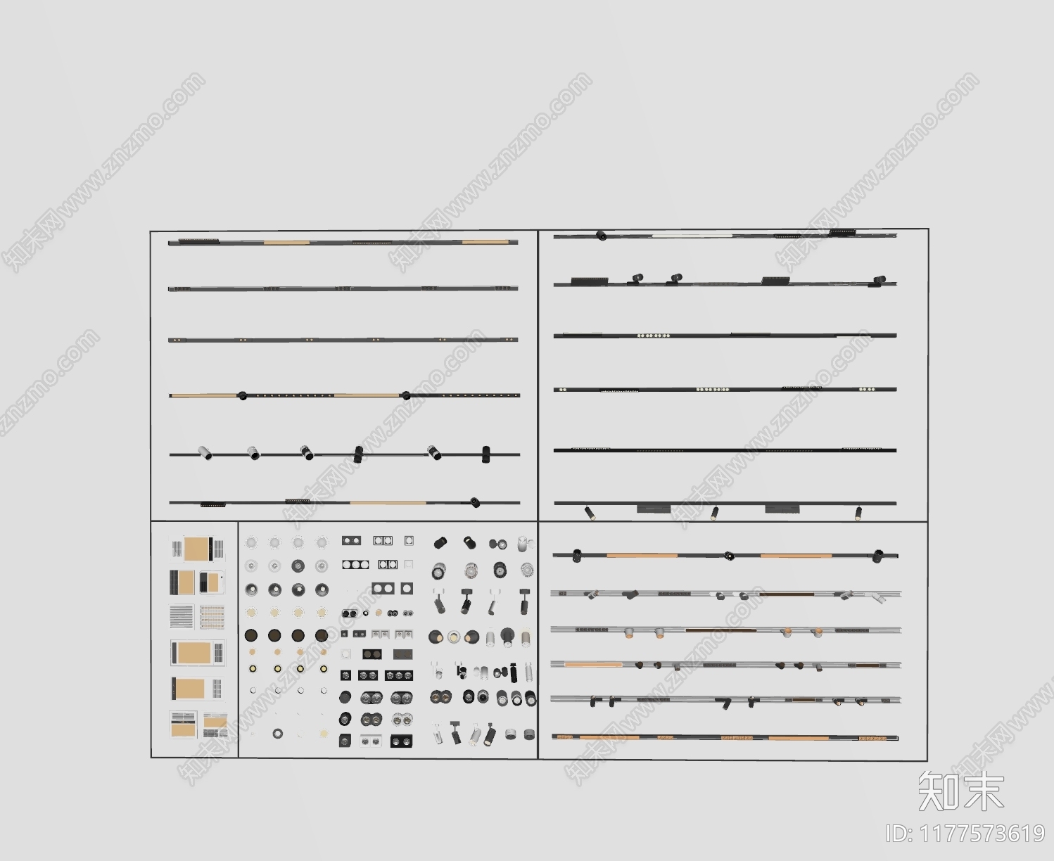 现代极简筒灯射灯SU模型下载【ID:1177573619】