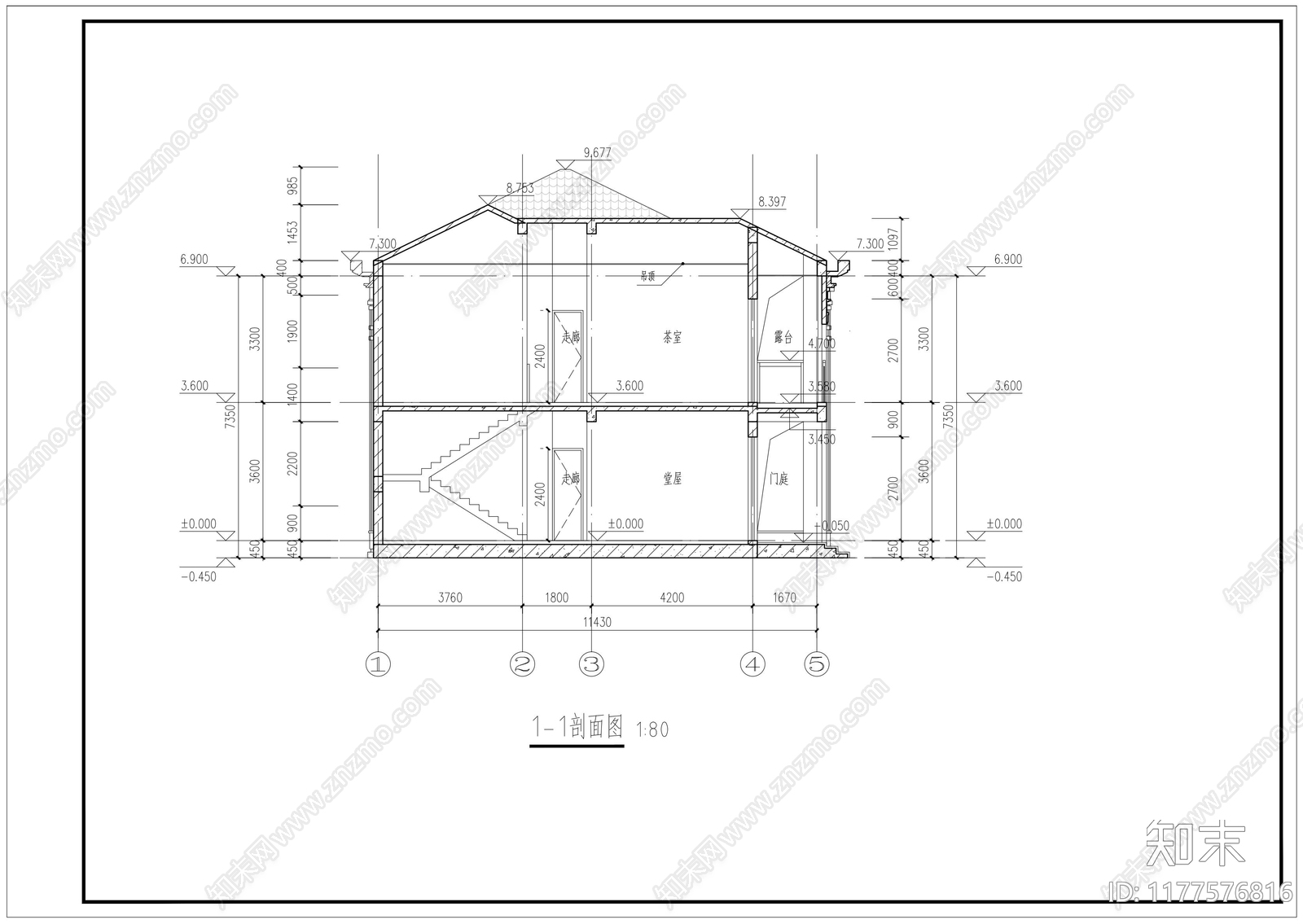 新中式别墅建筑施工图下载【ID:1177576816】