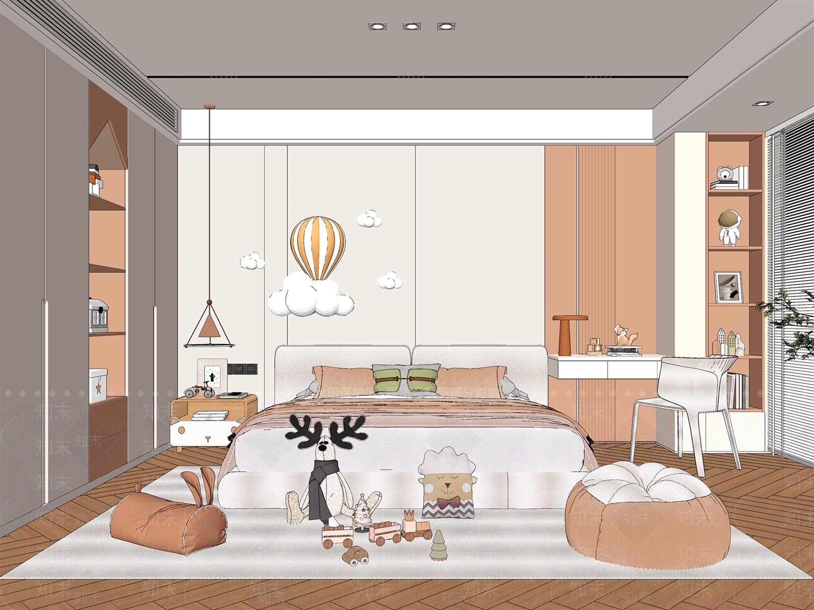 现代通用儿童房SU模型下载【ID:1177578426】