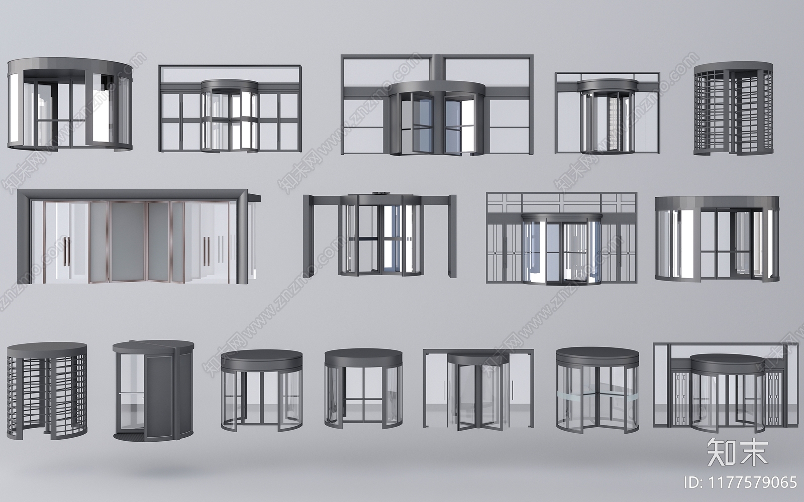 现代旋转门SU模型下载【ID:1177579065】