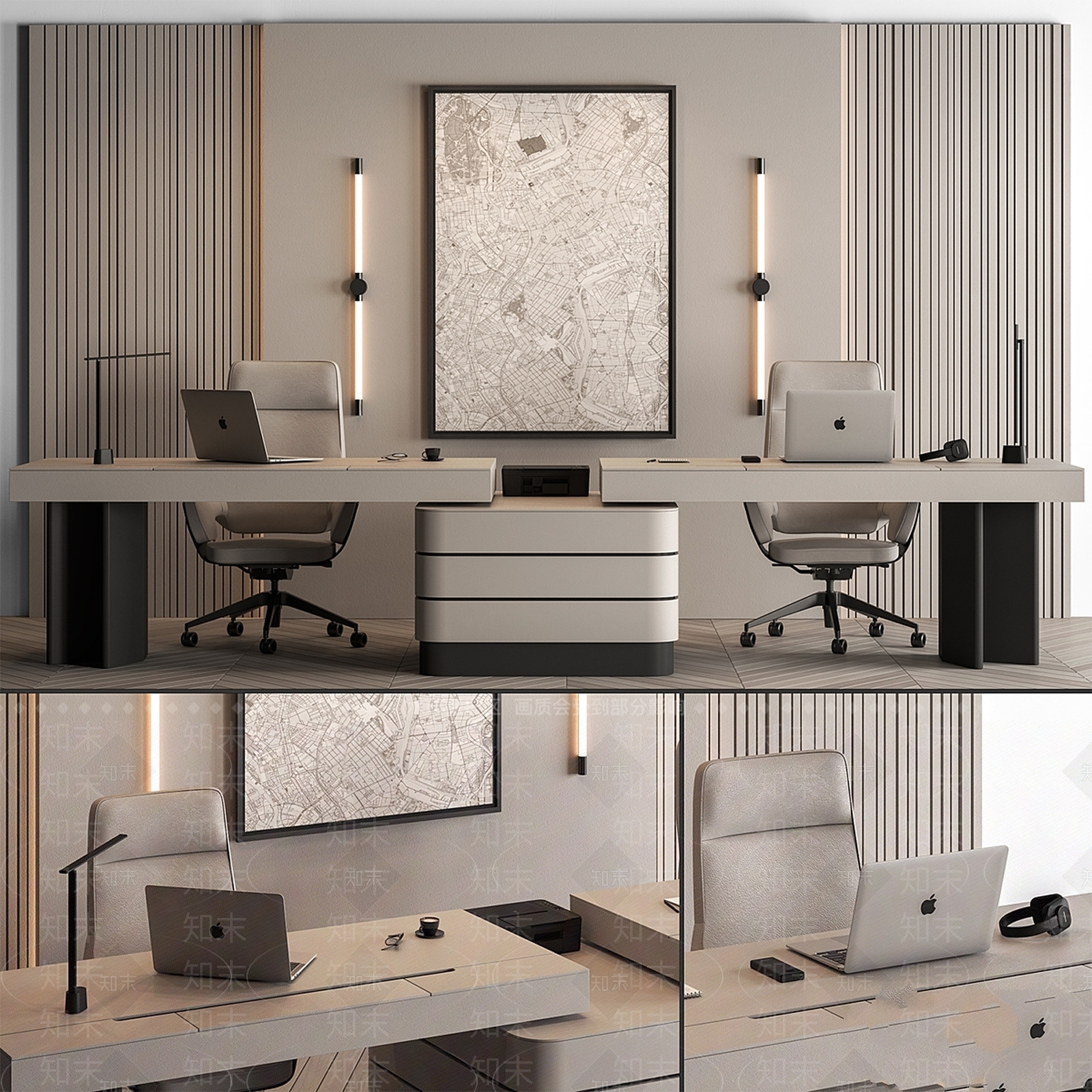 办公桌椅3D模型下载【ID:1177584729】