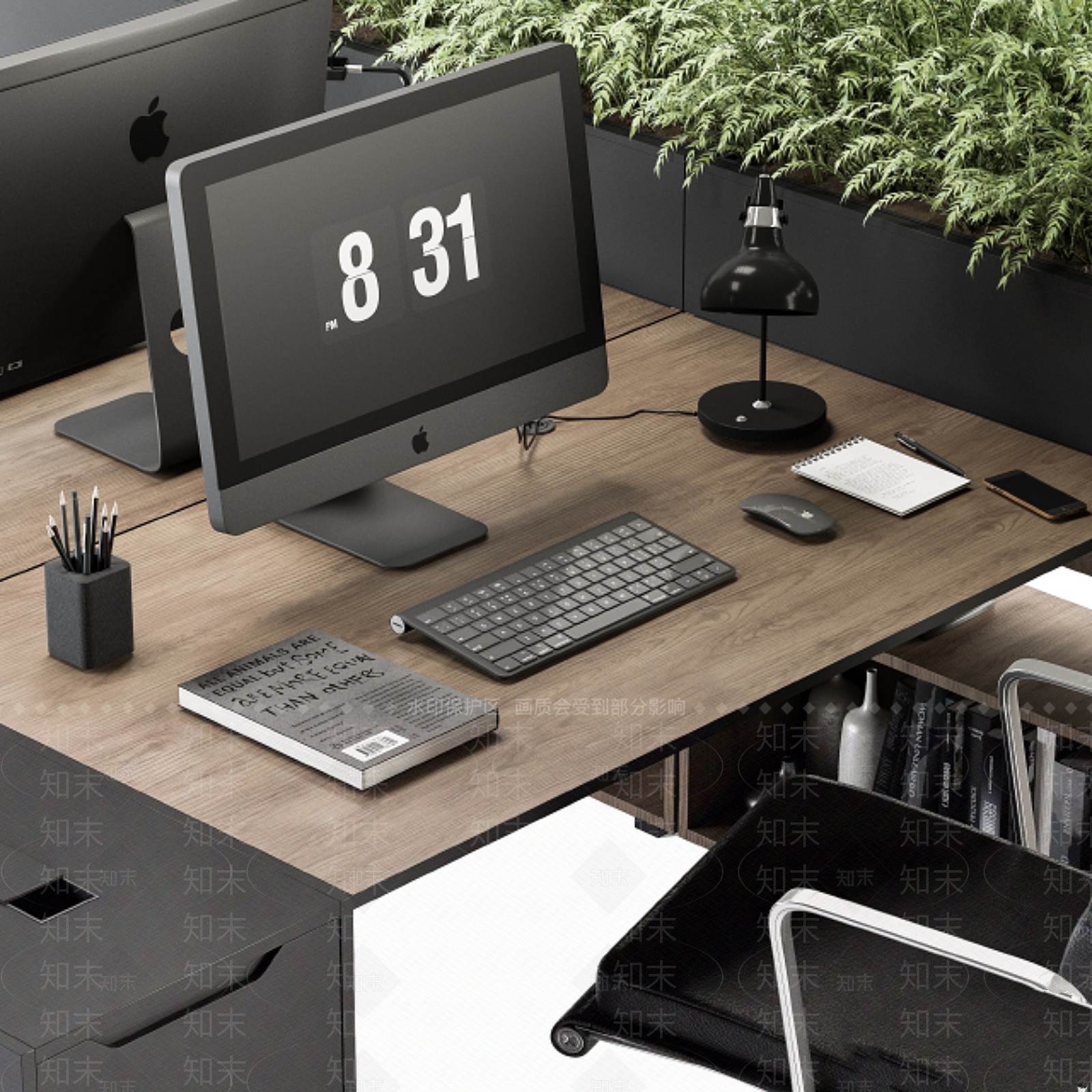 办公桌椅3D模型下载【ID:1177594129】