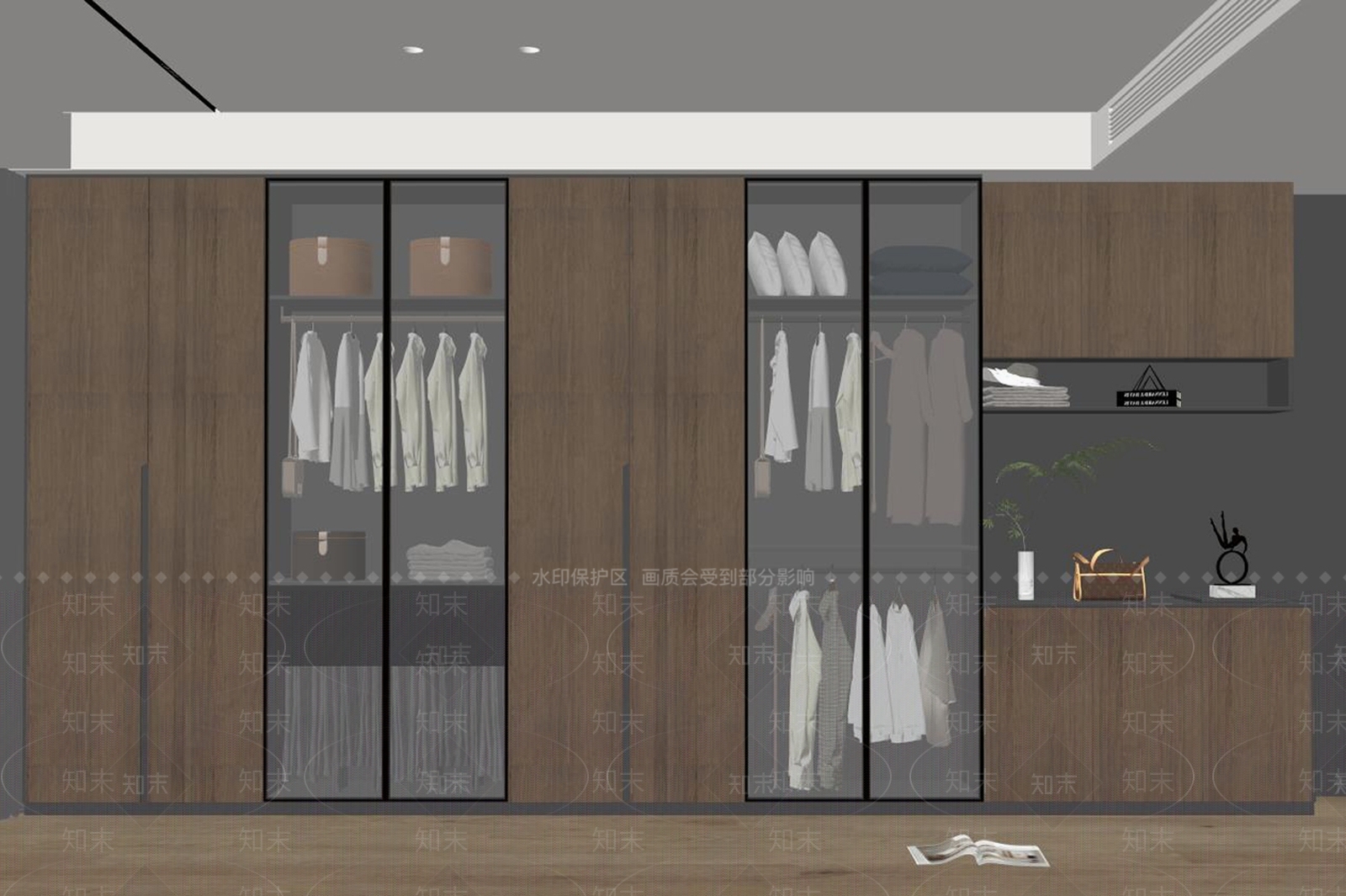 新中式衣帽间SU模型下载【ID:1177608173】