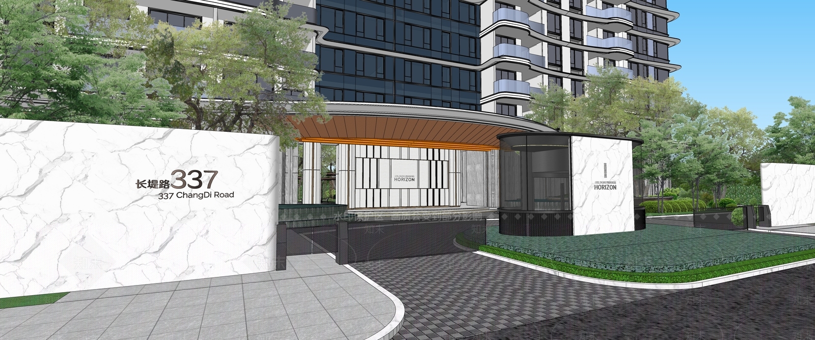 现代小区景观SU模型下载【ID:1177608495】
