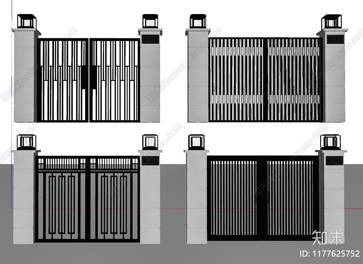现代庭院门SU模型下载【ID:1177625752】