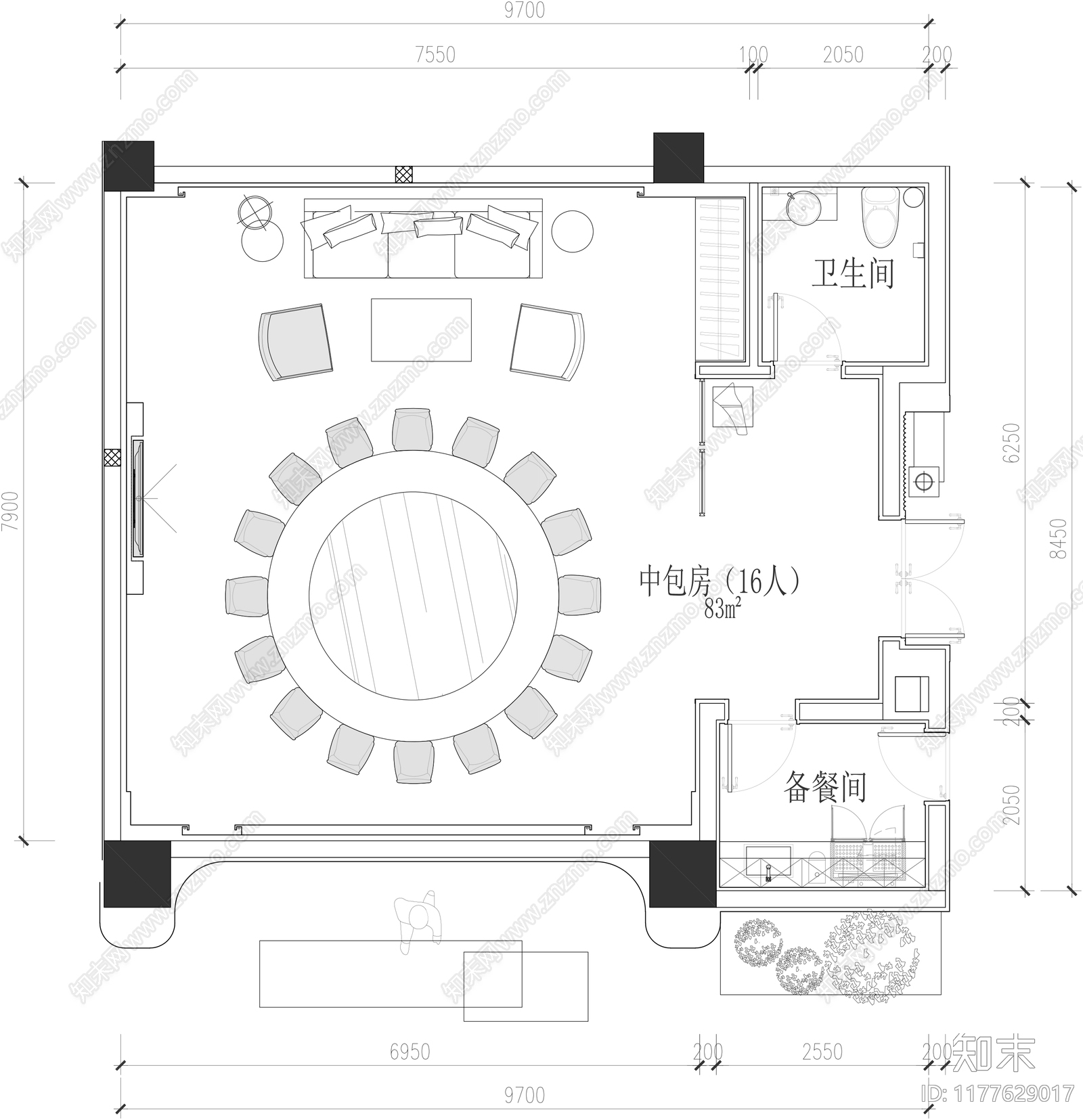 现代其他餐饮空间cad施工图下载【ID:1177629017】