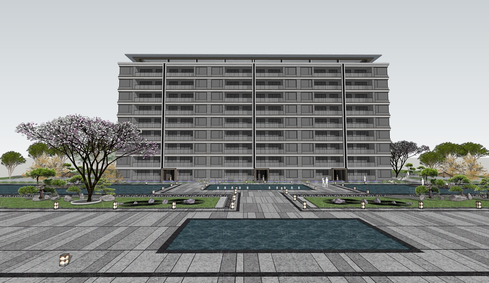 新中式多层住宅SU模型下载【ID:1177636231】