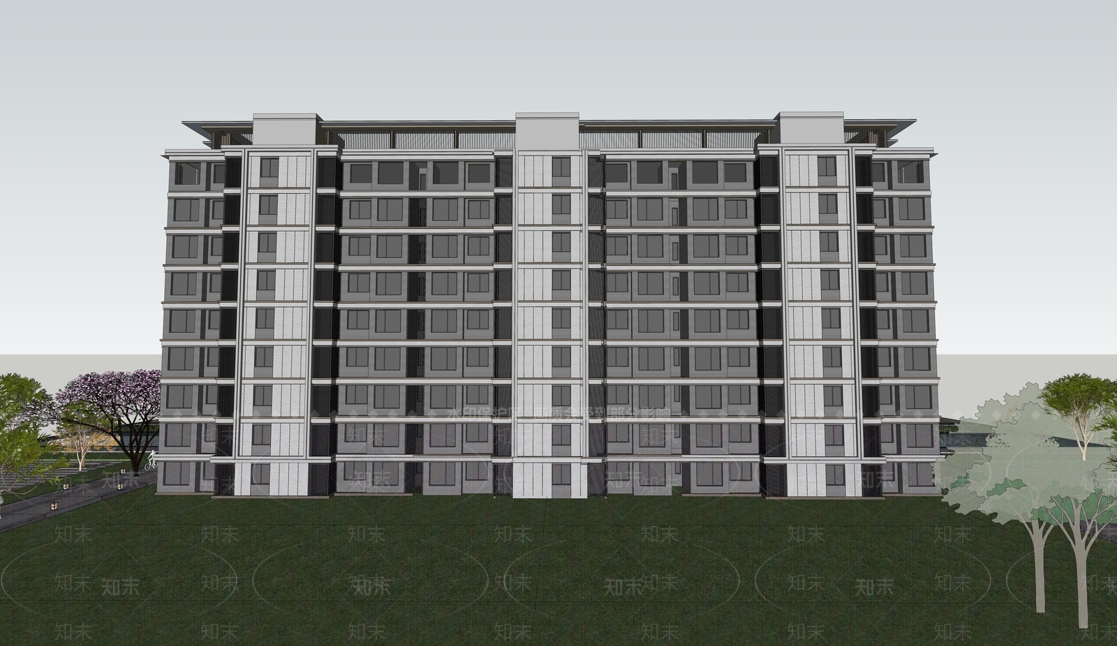 新中式多层住宅SU模型下载【ID:1177636231】