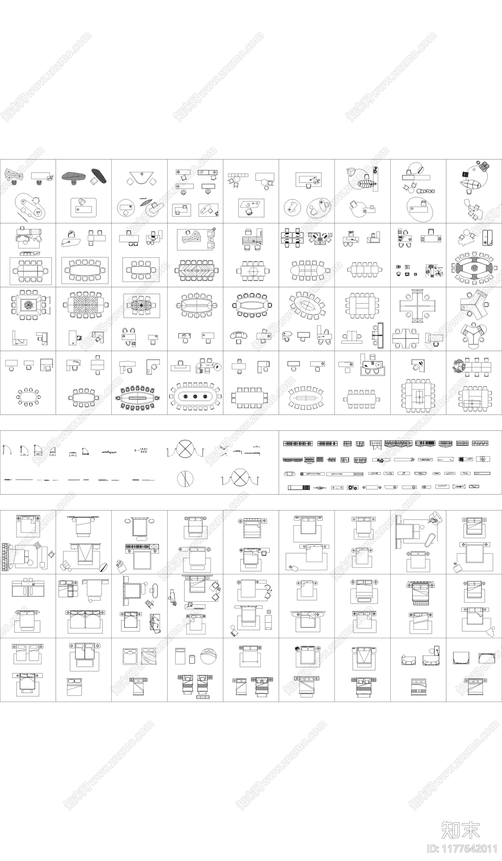 现代综合家具图库cad施工图下载【ID:1177642011】