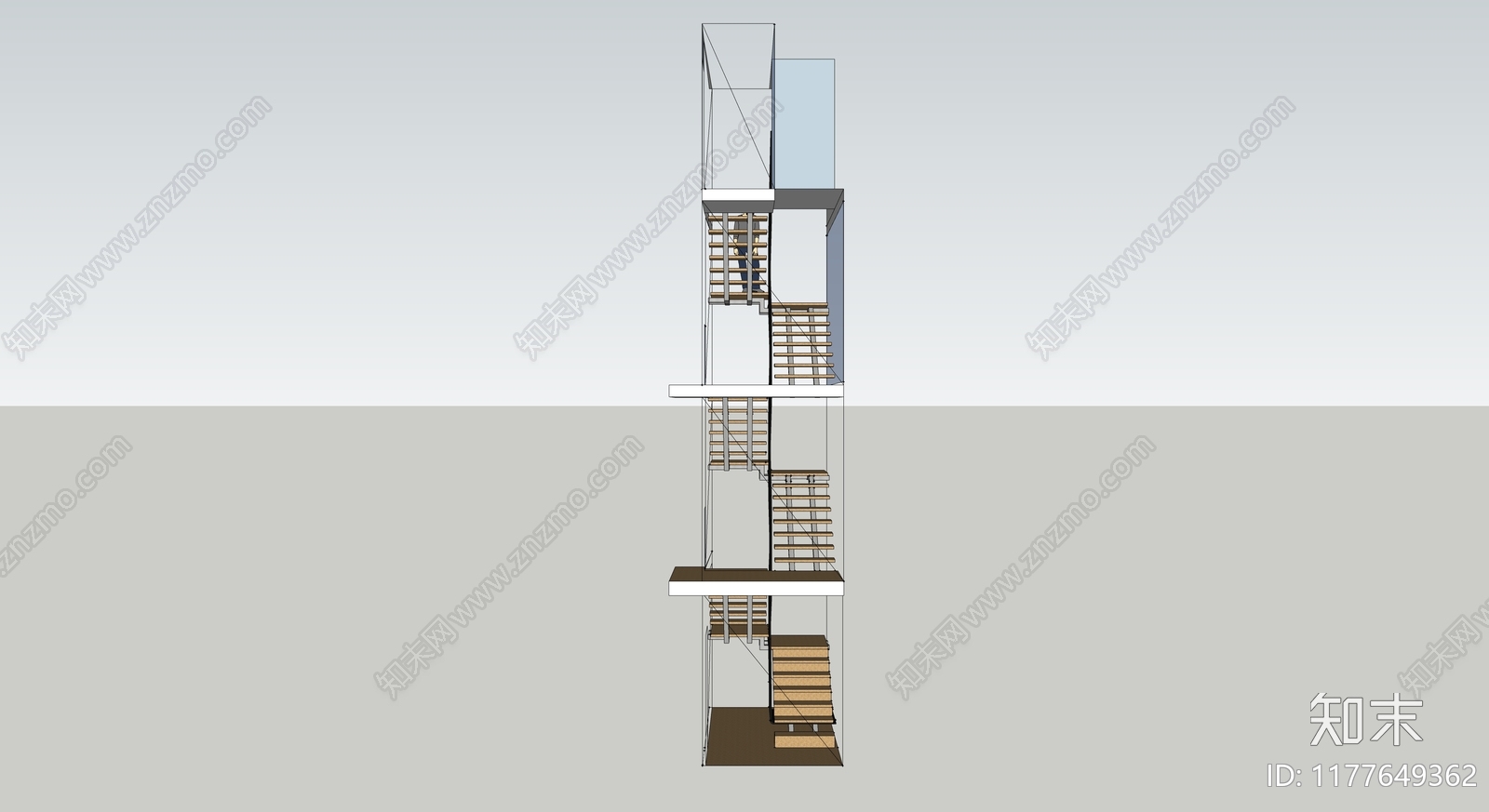 现代楼梯SU模型下载【ID:1177649362】