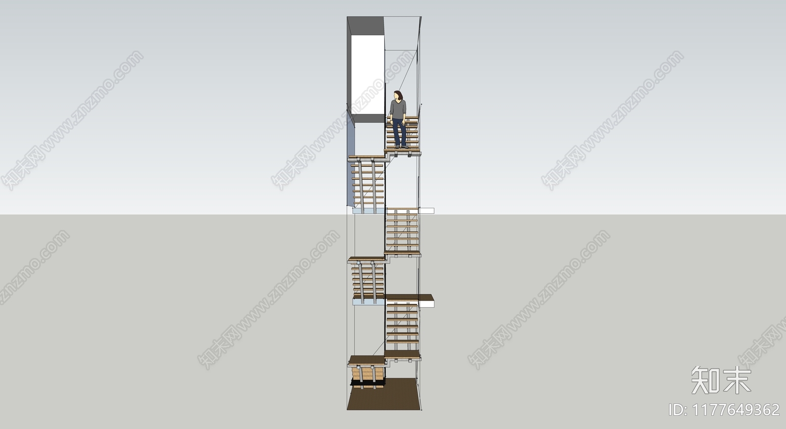 现代楼梯SU模型下载【ID:1177649362】