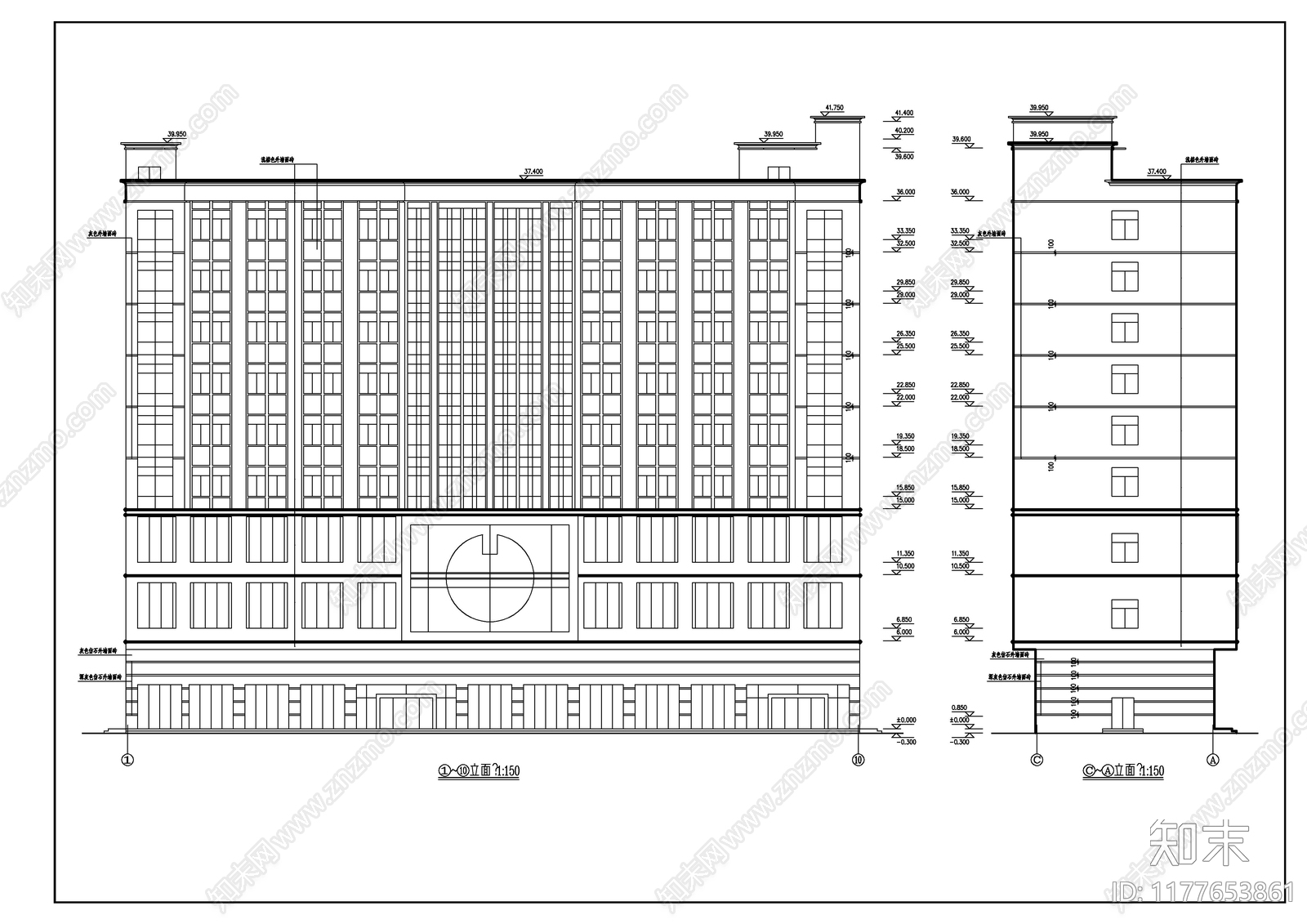 现代酒店建筑cad施工图下载【ID:1177653861】