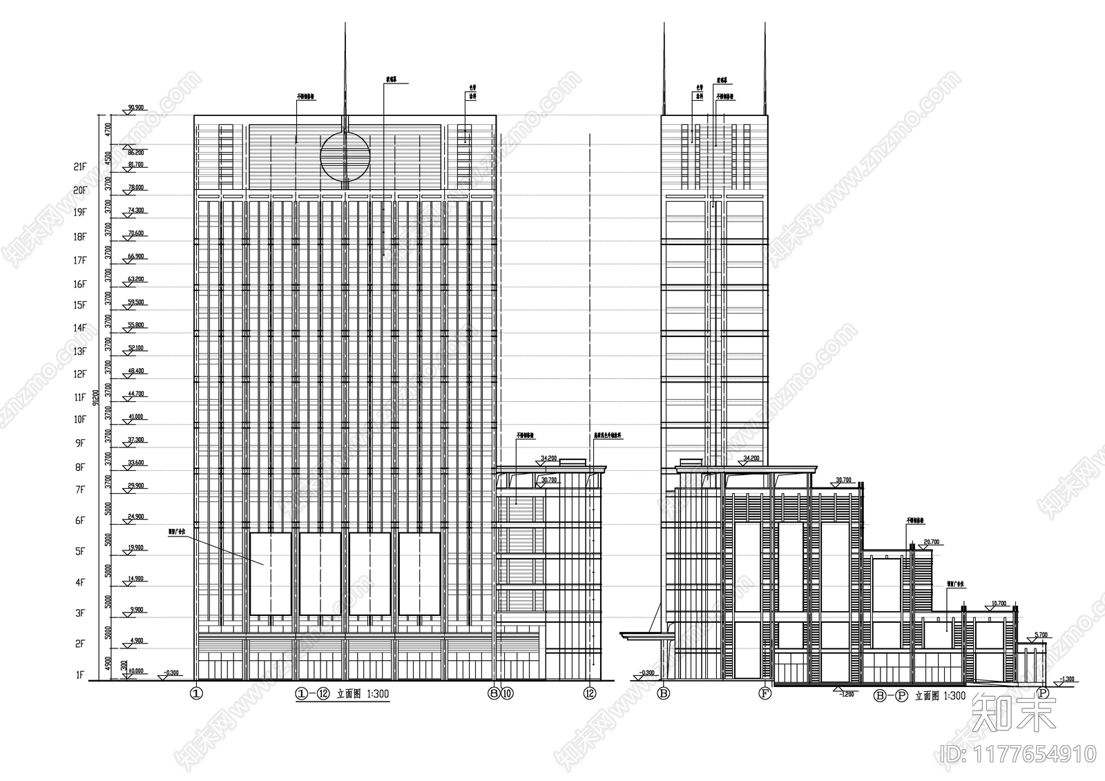 现代住宅楼建筑cad施工图下载【ID:1177654910】