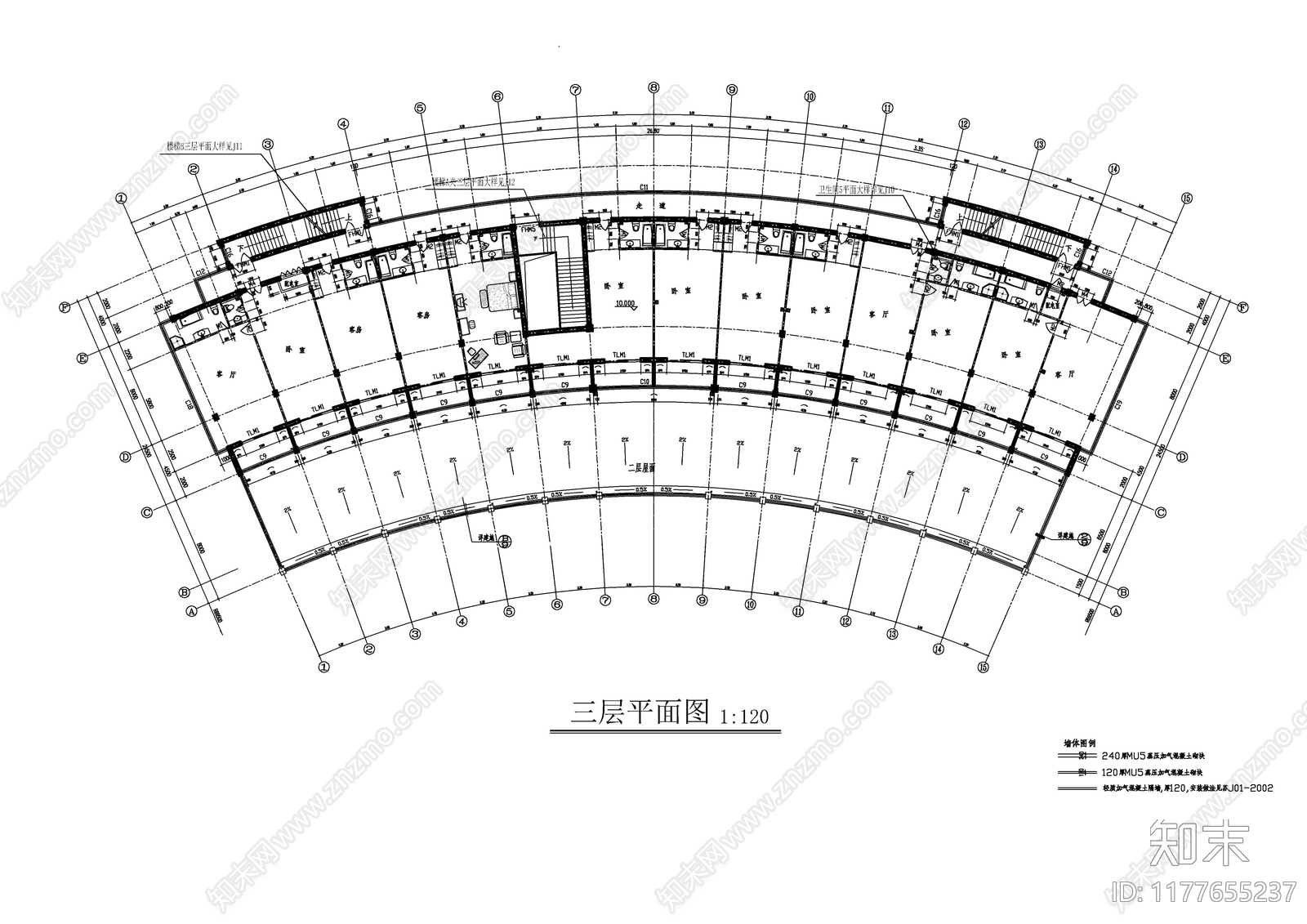 现代酒店建筑cad施工图下载【ID:1177655237】