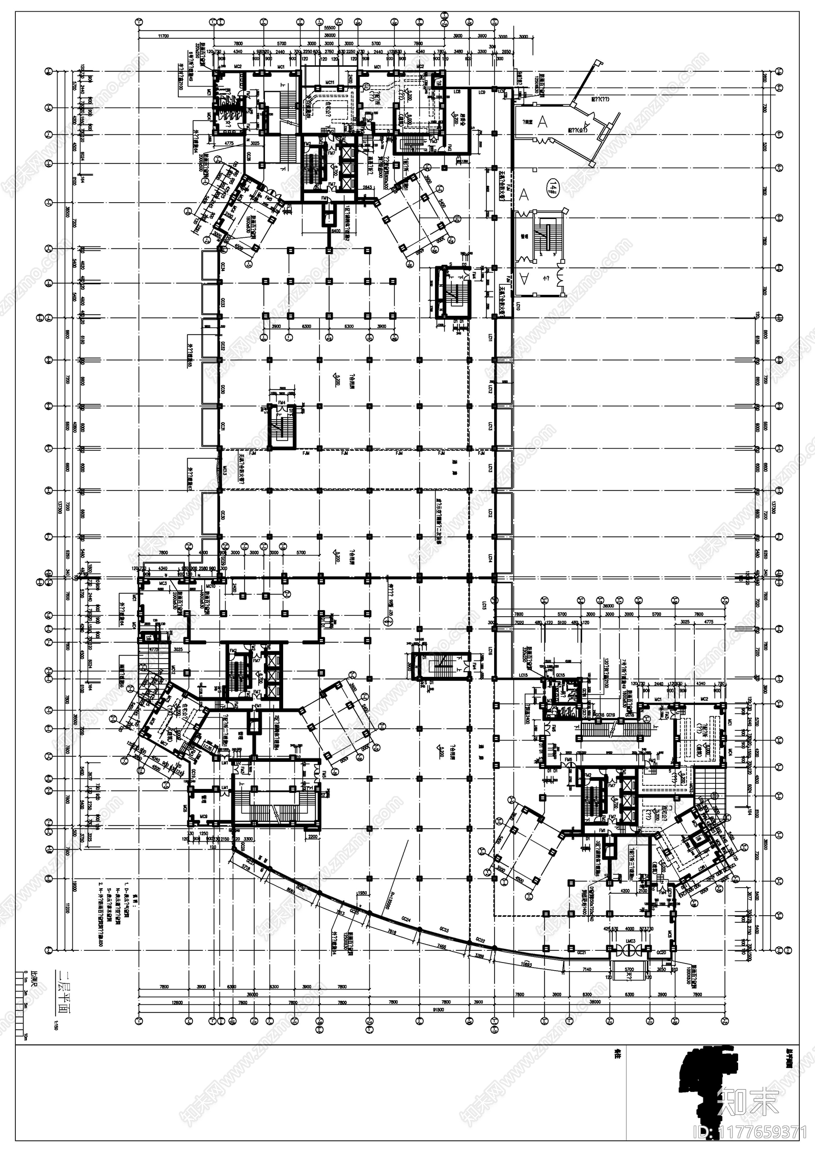 现代住宅楼建筑cad施工图下载【ID:1177659371】