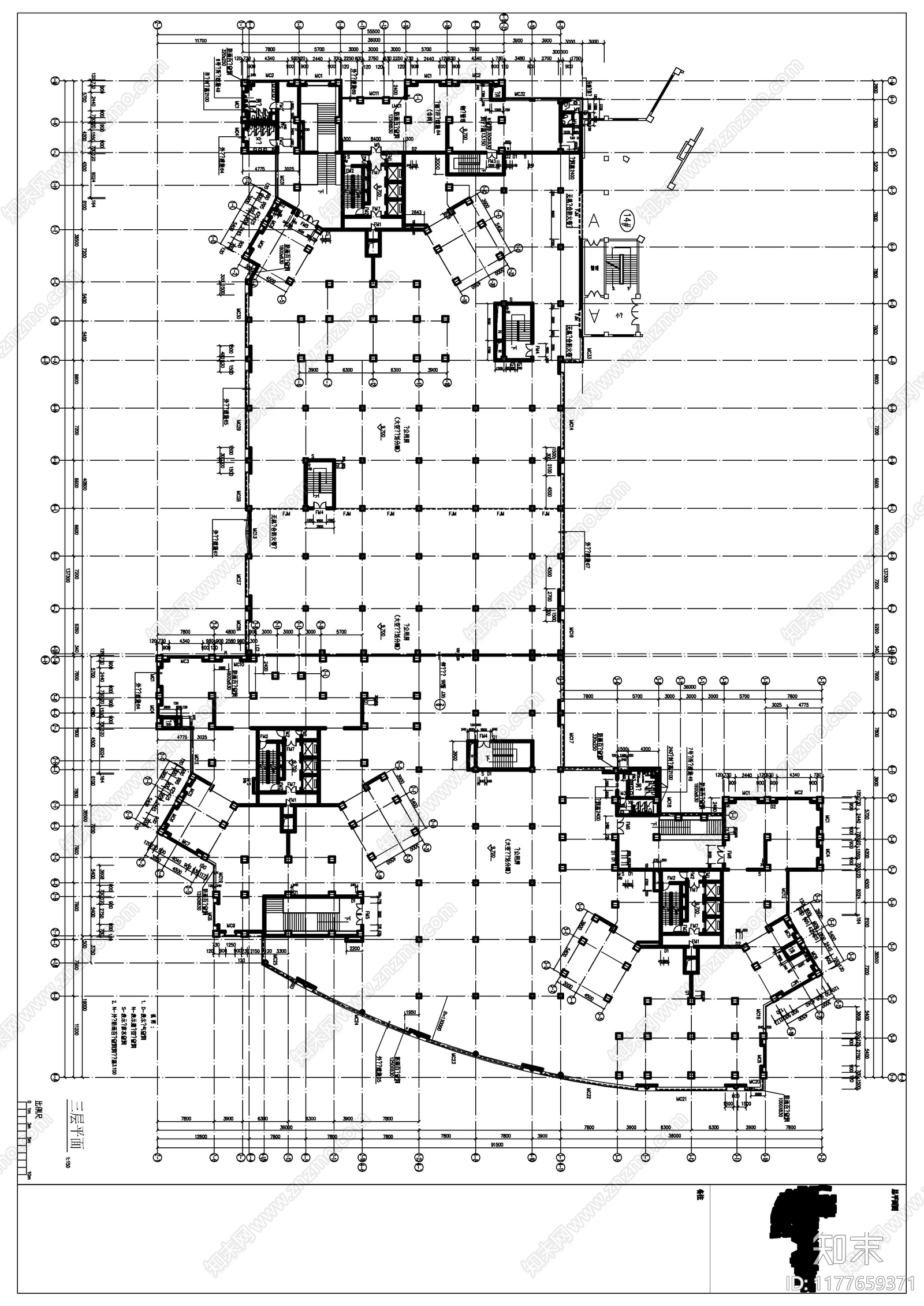 现代住宅楼建筑cad施工图下载【ID:1177659371】