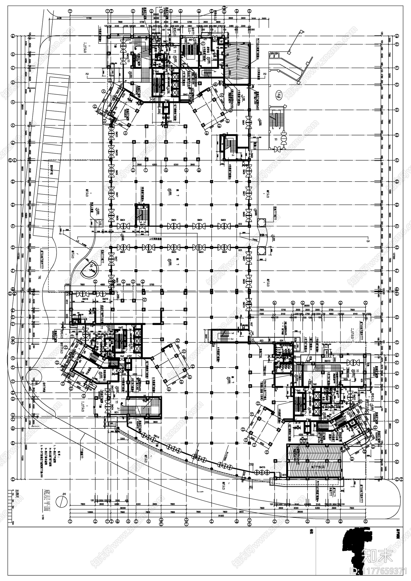 现代住宅楼建筑cad施工图下载【ID:1177659371】