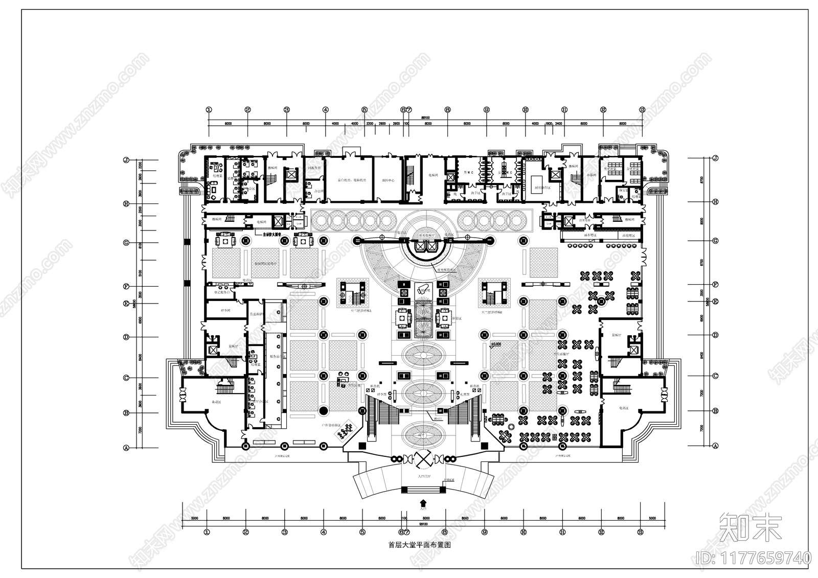 现代酒店建筑cad施工图下载【ID:1177659740】