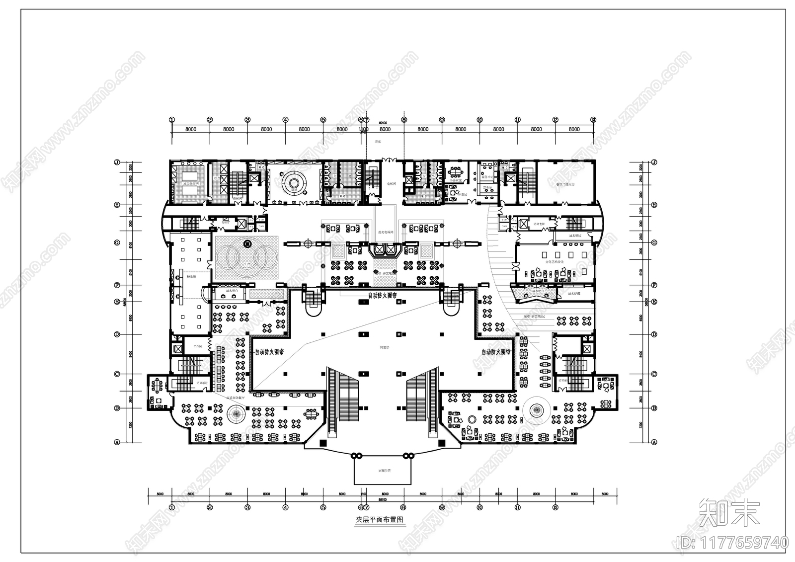 现代酒店建筑cad施工图下载【ID:1177659740】