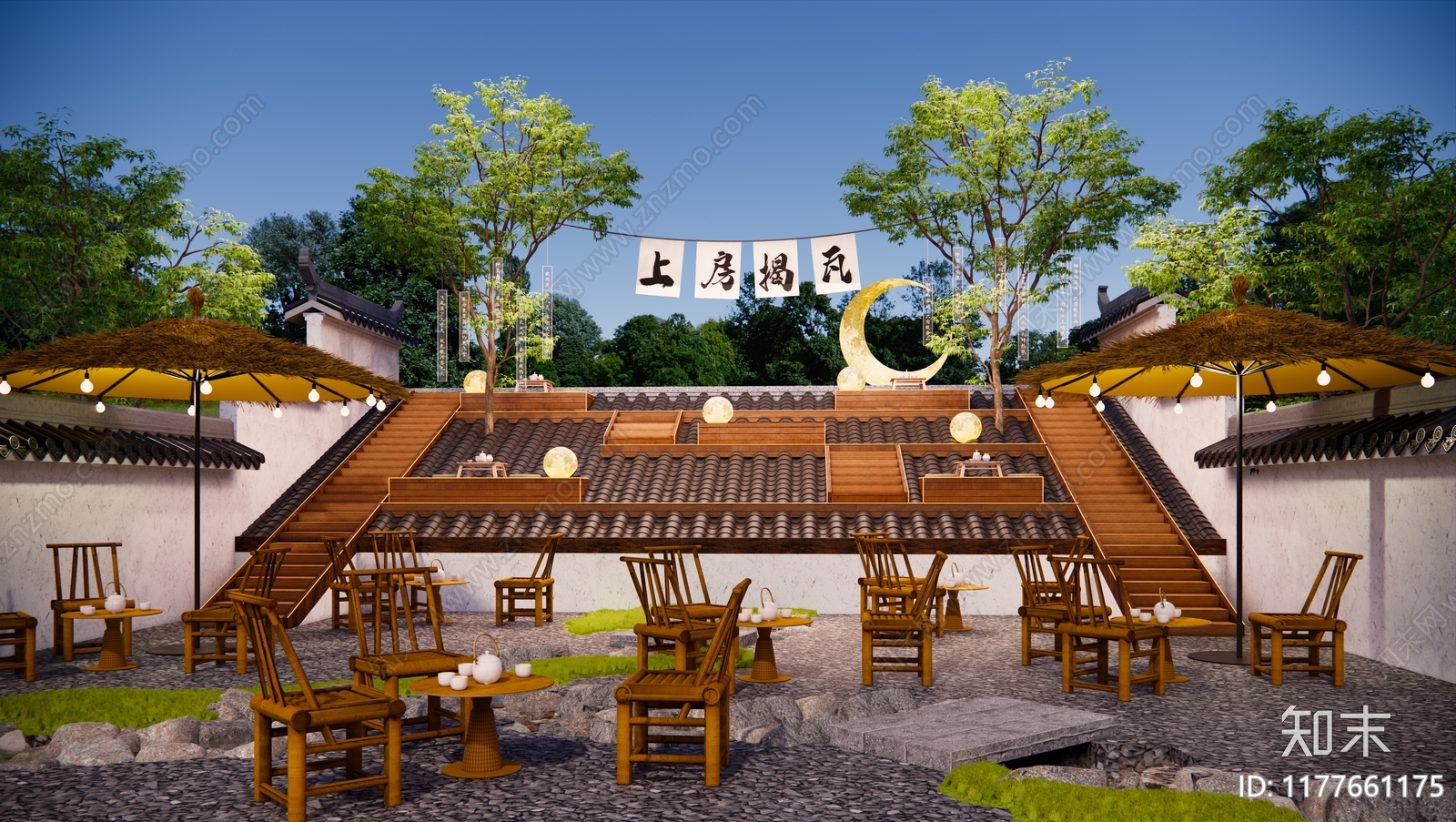 现代屋顶花园3D模型下载【ID:1177661175】