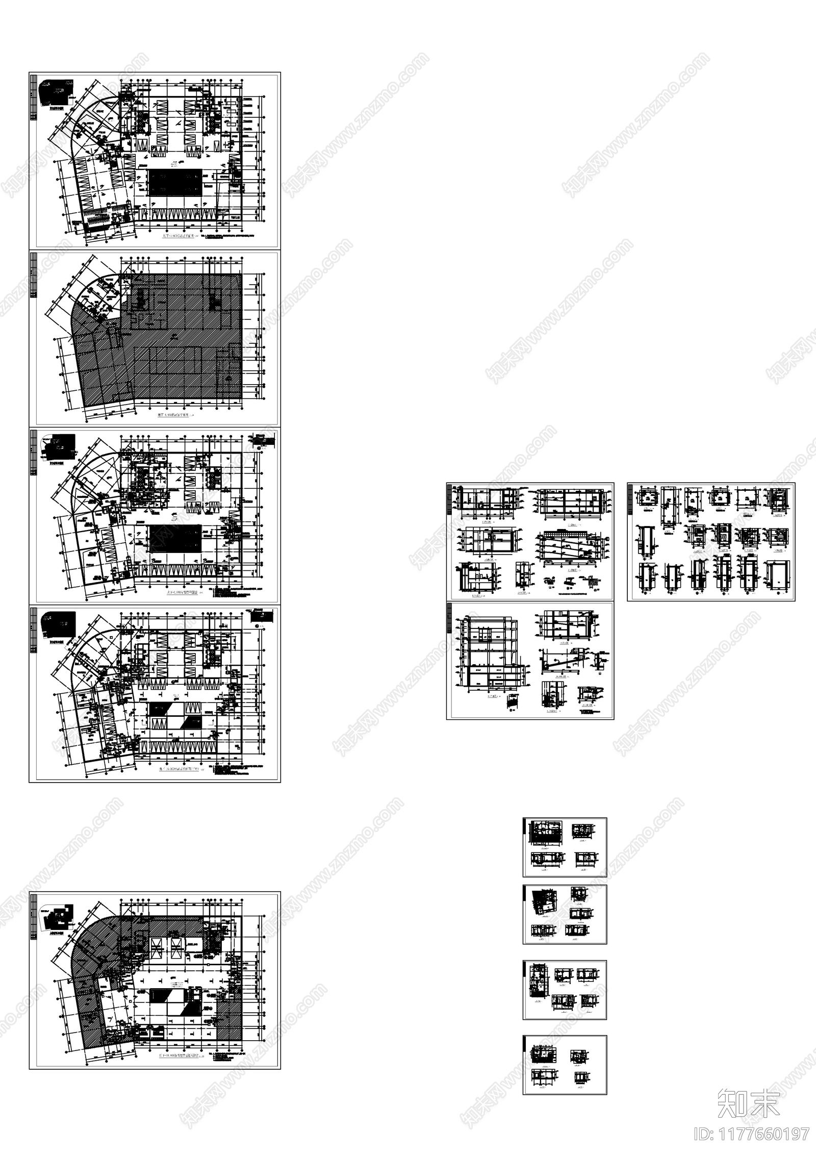 现代酒店建筑cad施工图下载【ID:1177660197】