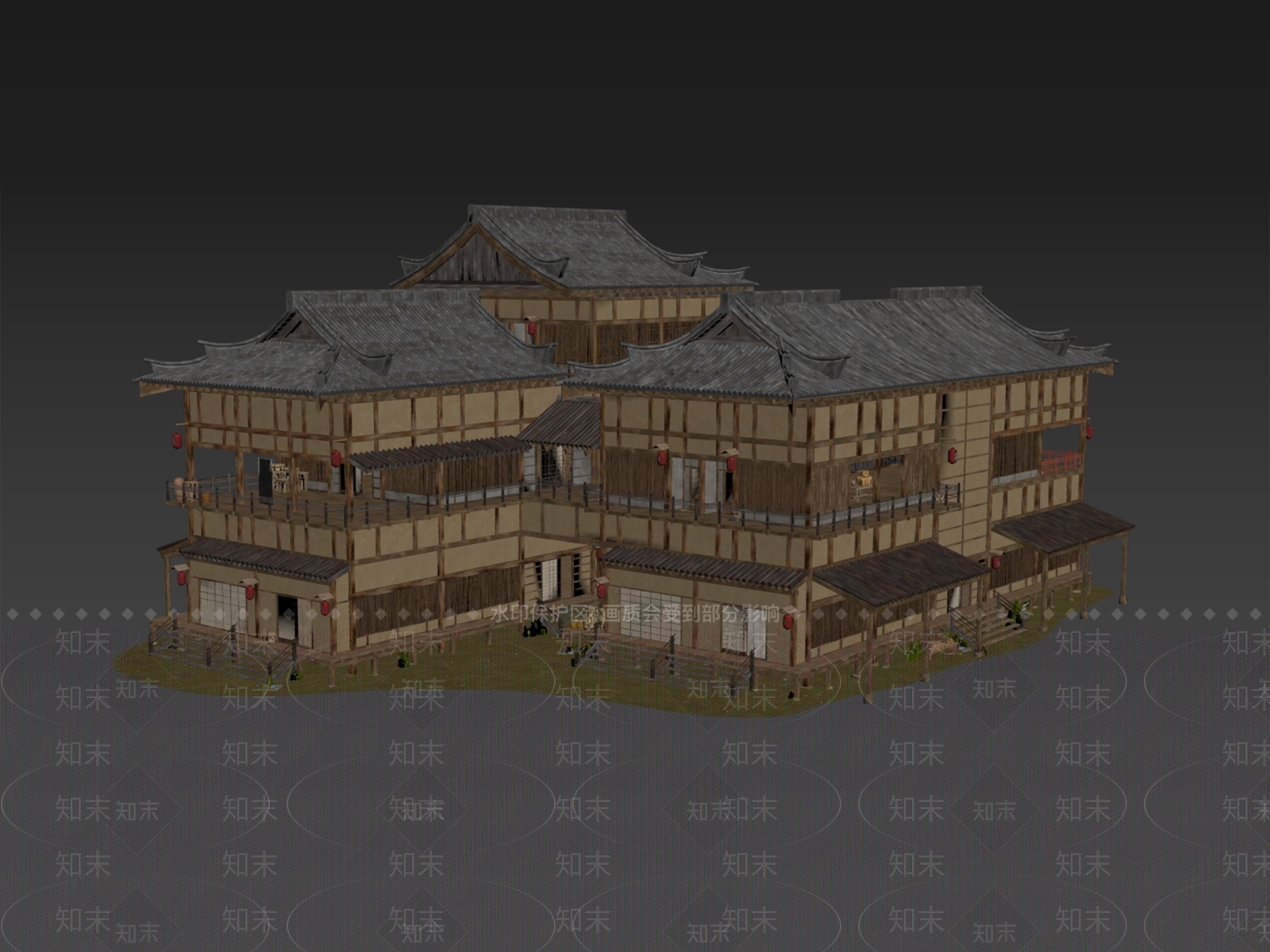 现代古建3D模型下载【ID:1177661791】