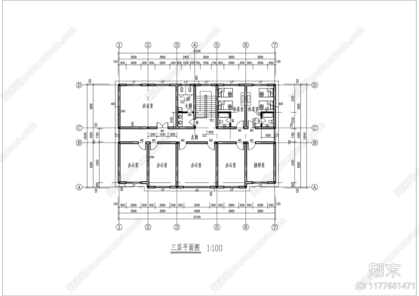 现代办公楼建筑施工图下载【ID:1177661471】