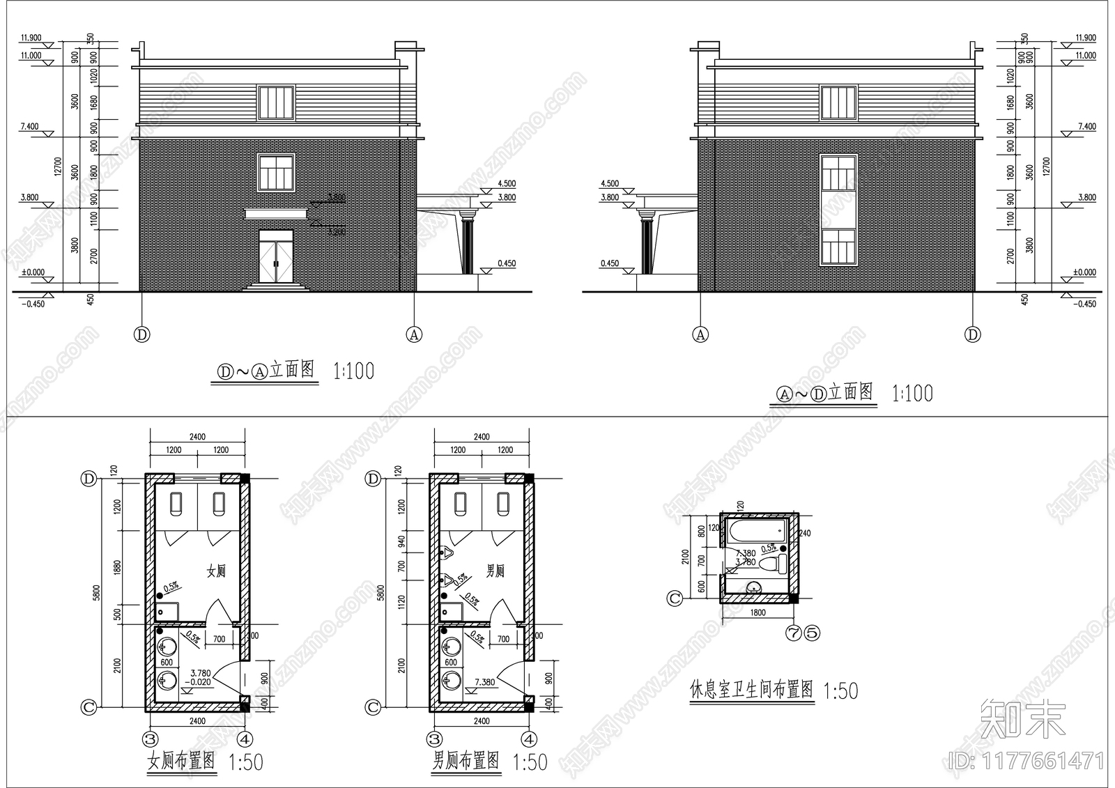 现代办公楼建筑施工图下载【ID:1177661471】