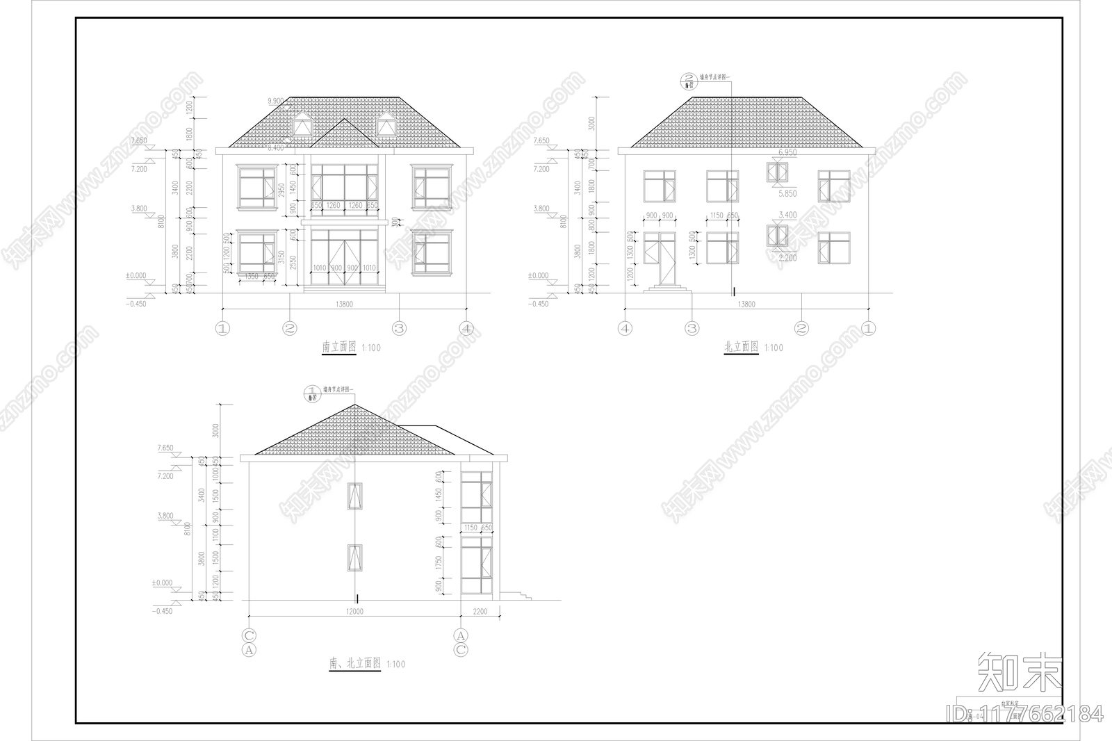 现代简约别墅建筑施工图下载【ID:1177662184】