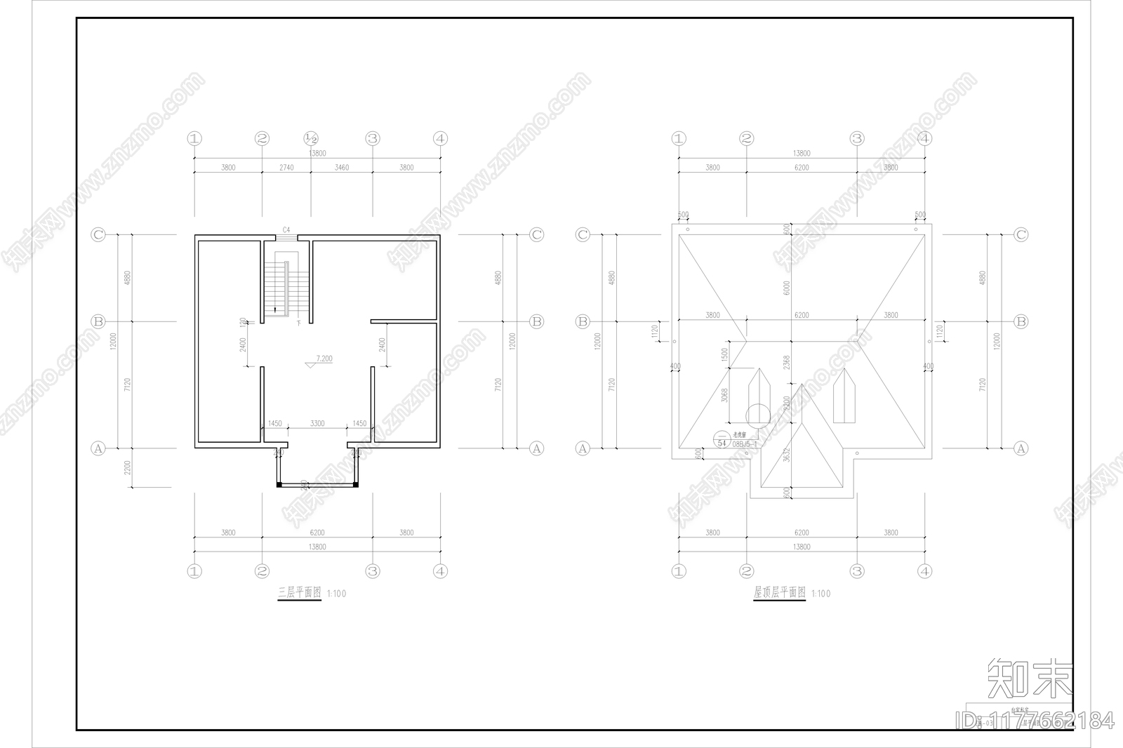 现代简约别墅建筑施工图下载【ID:1177662184】