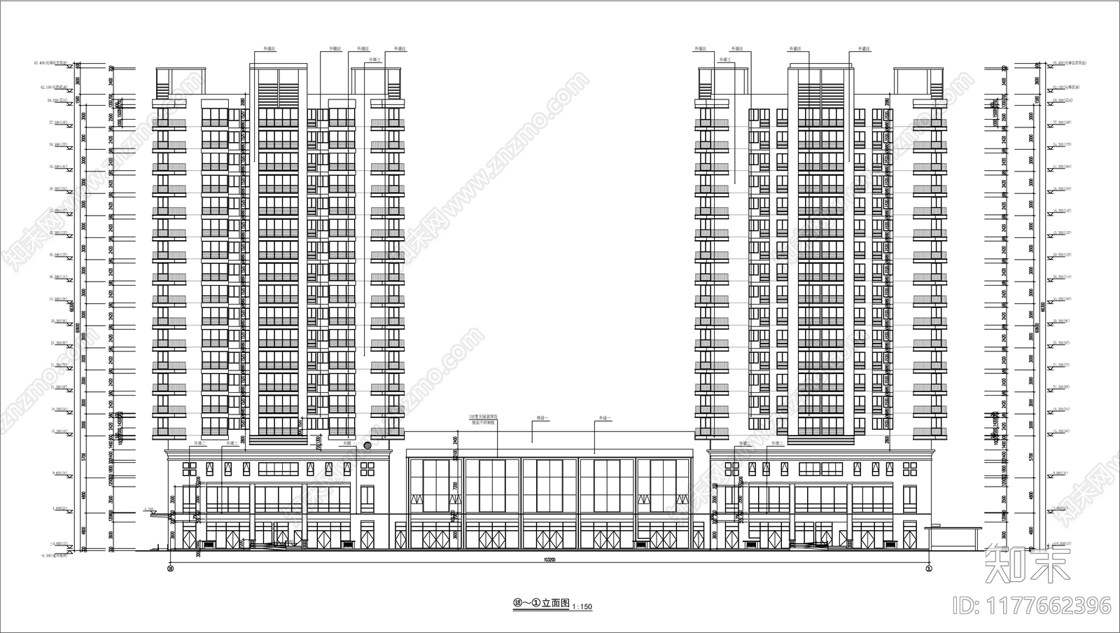 现代住宅楼建筑cad施工图下载【ID:1177662396】