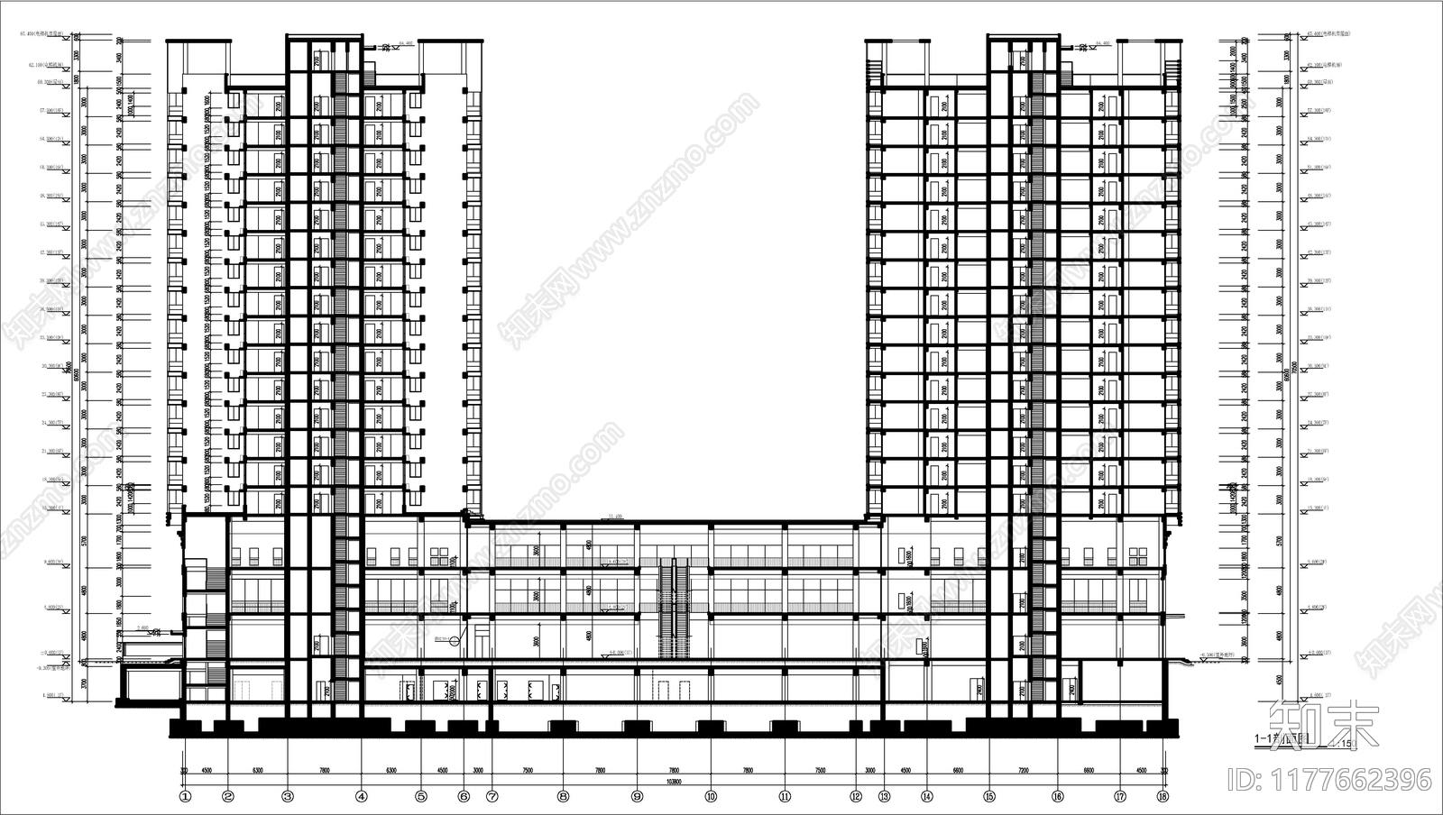 现代住宅楼建筑cad施工图下载【ID:1177662396】