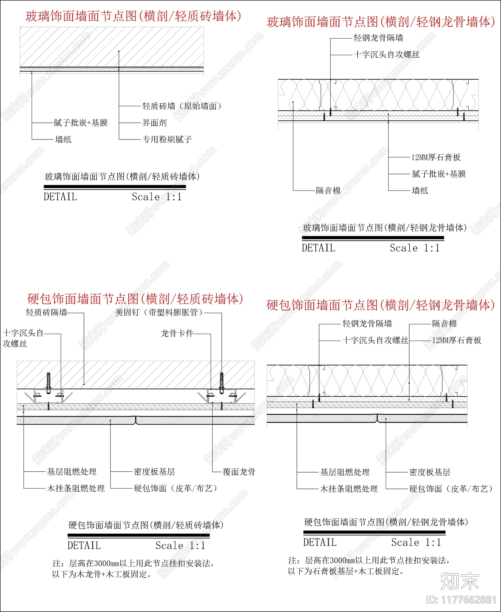 现代墙面节点施工图下载【ID:1177662881】