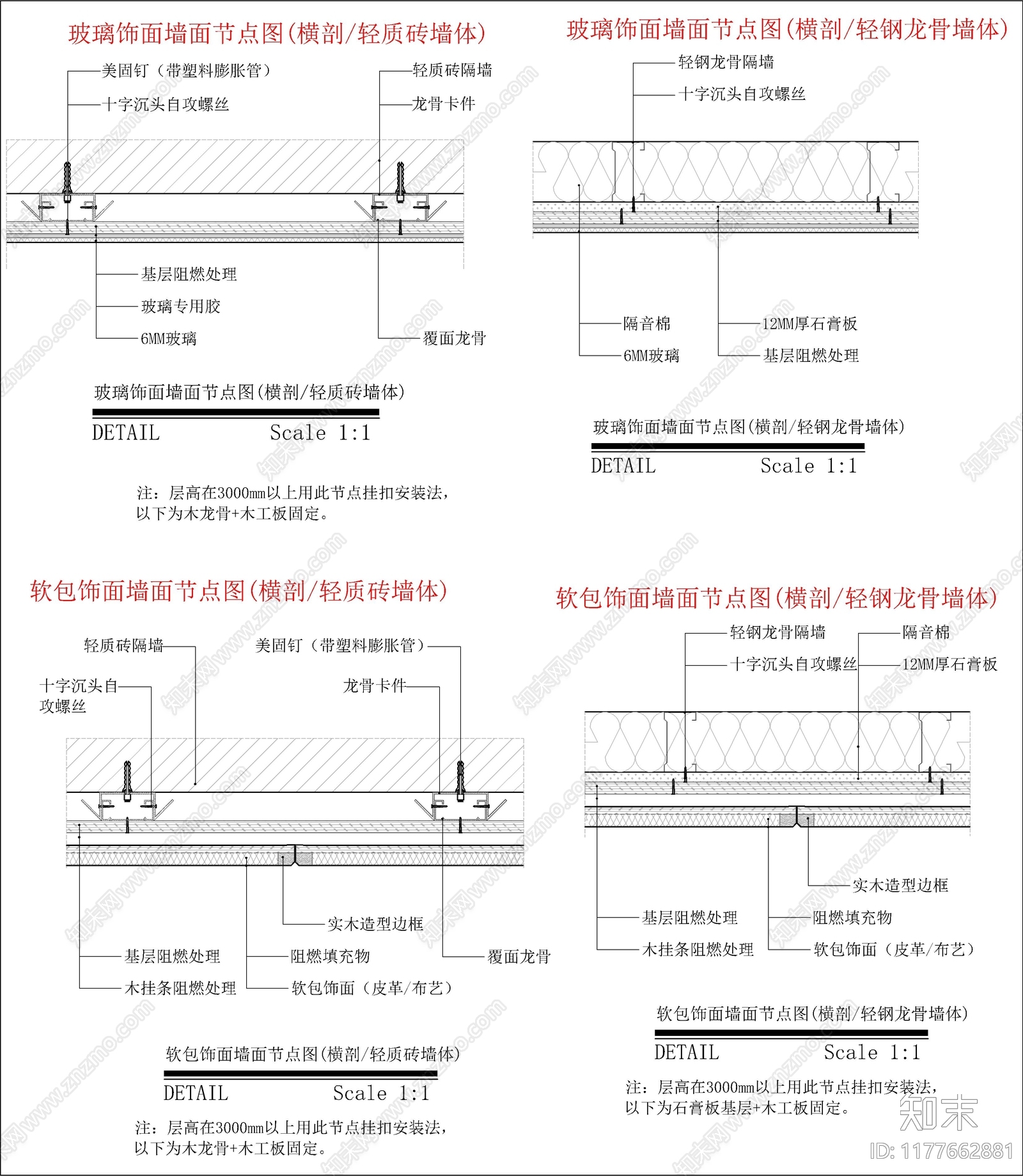 现代墙面节点施工图下载【ID:1177662881】