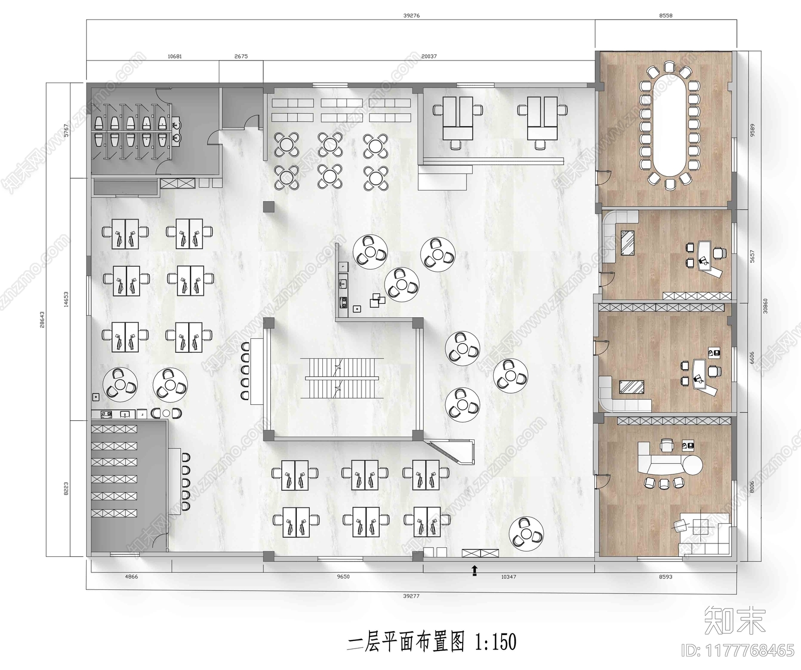 现代新中式室内彩平图下载【ID:1177768465】