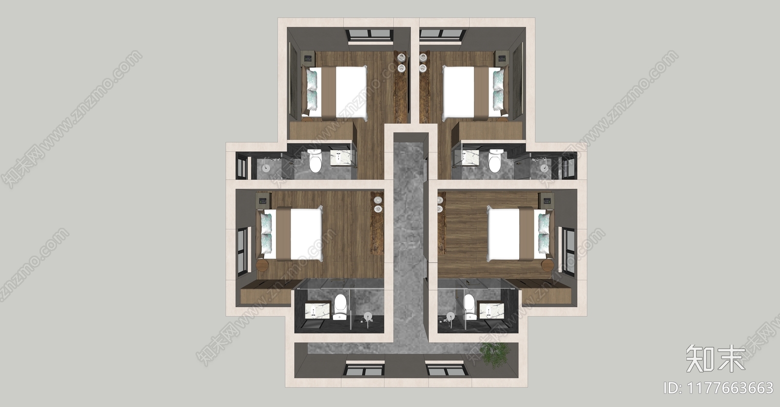 新中式简约民宿建筑施工图下载【ID:1177663663】