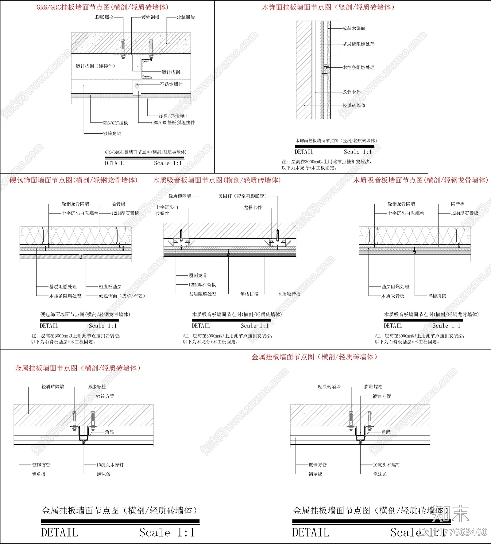 现代墙面节点cad施工图下载【ID:1177663460】