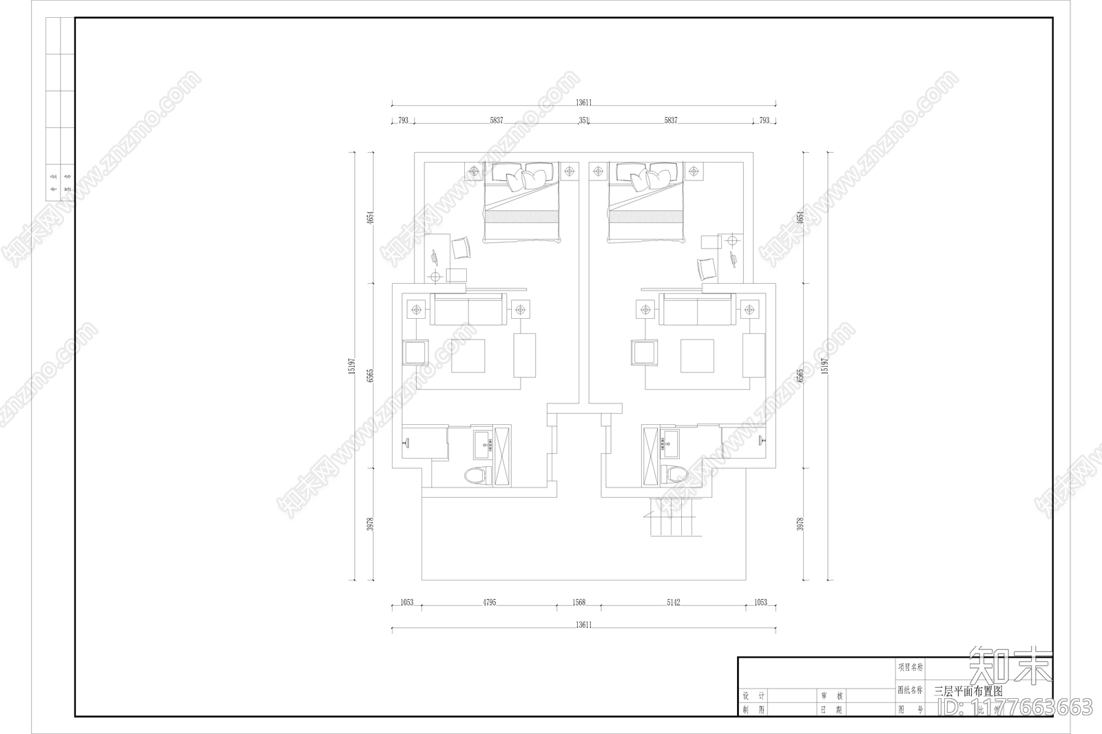 新中式简约民宿建筑施工图下载【ID:1177663663】