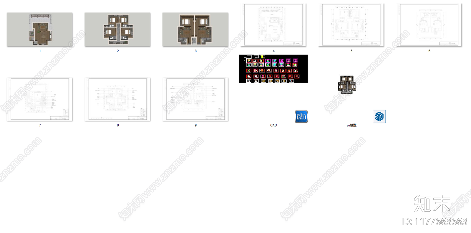 新中式简约民宿建筑施工图下载【ID:1177663663】