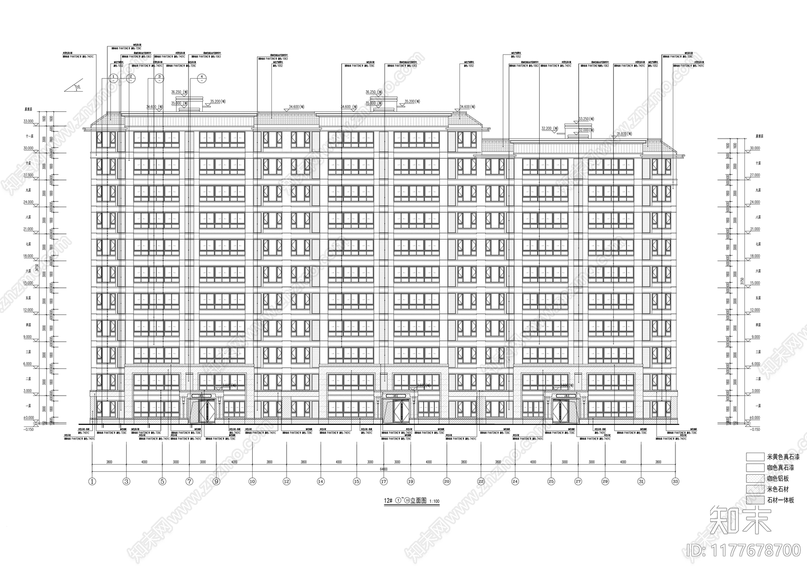 新中式住宅楼建筑cad施工图下载【ID:1177678700】