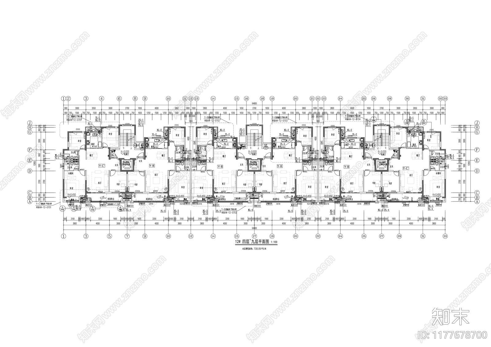 新中式住宅楼建筑cad施工图下载【ID:1177678700】