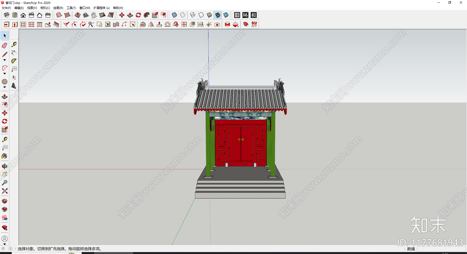 中式复古入口大门SU模型下载【ID:1177681943】