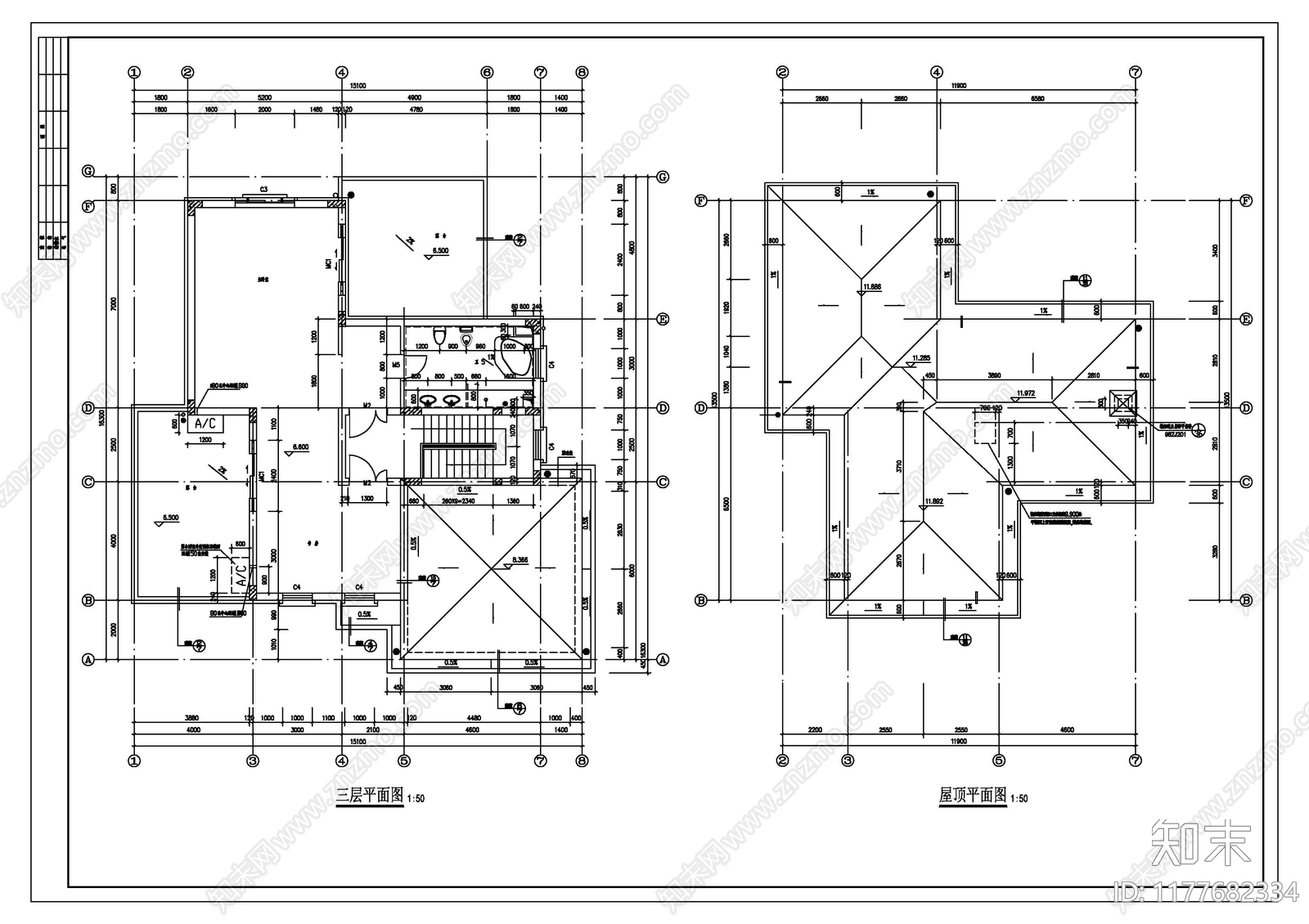 欧式别墅建筑cad施工图下载【ID:1177682334】