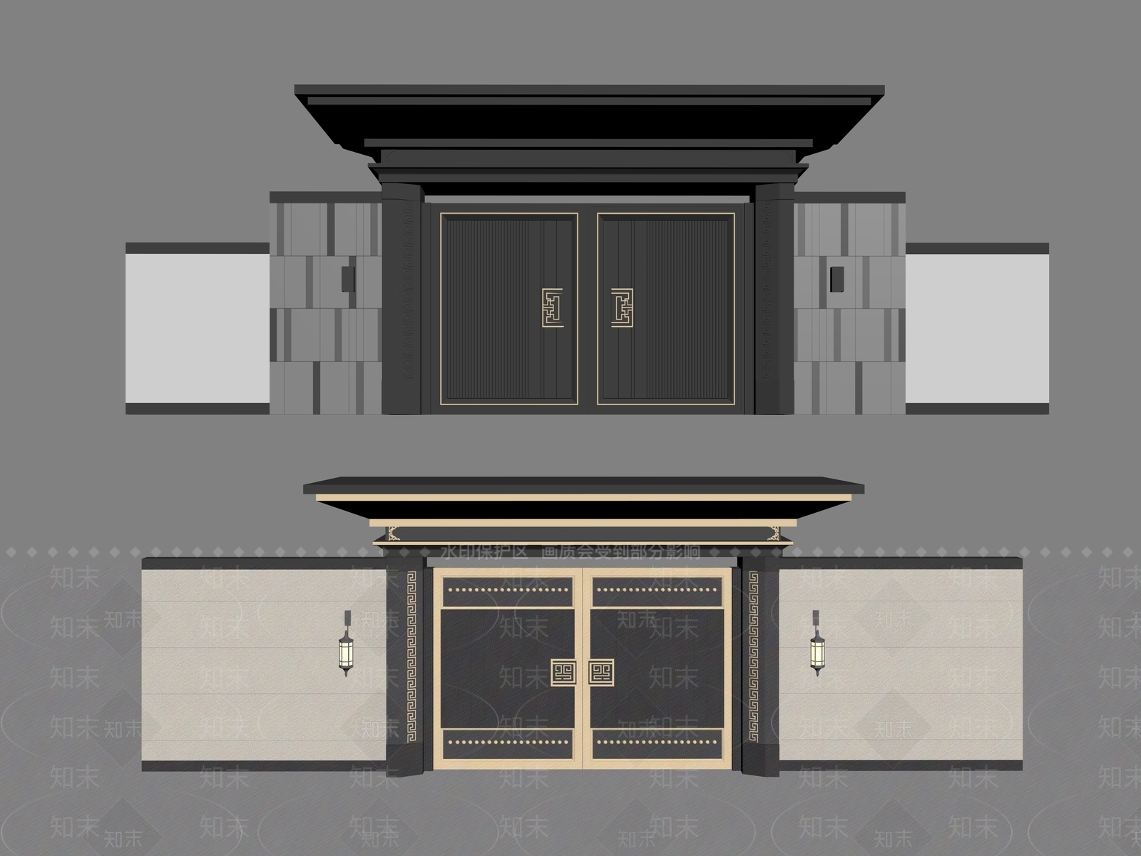 现代庭院门SU模型下载【ID:1177685194】