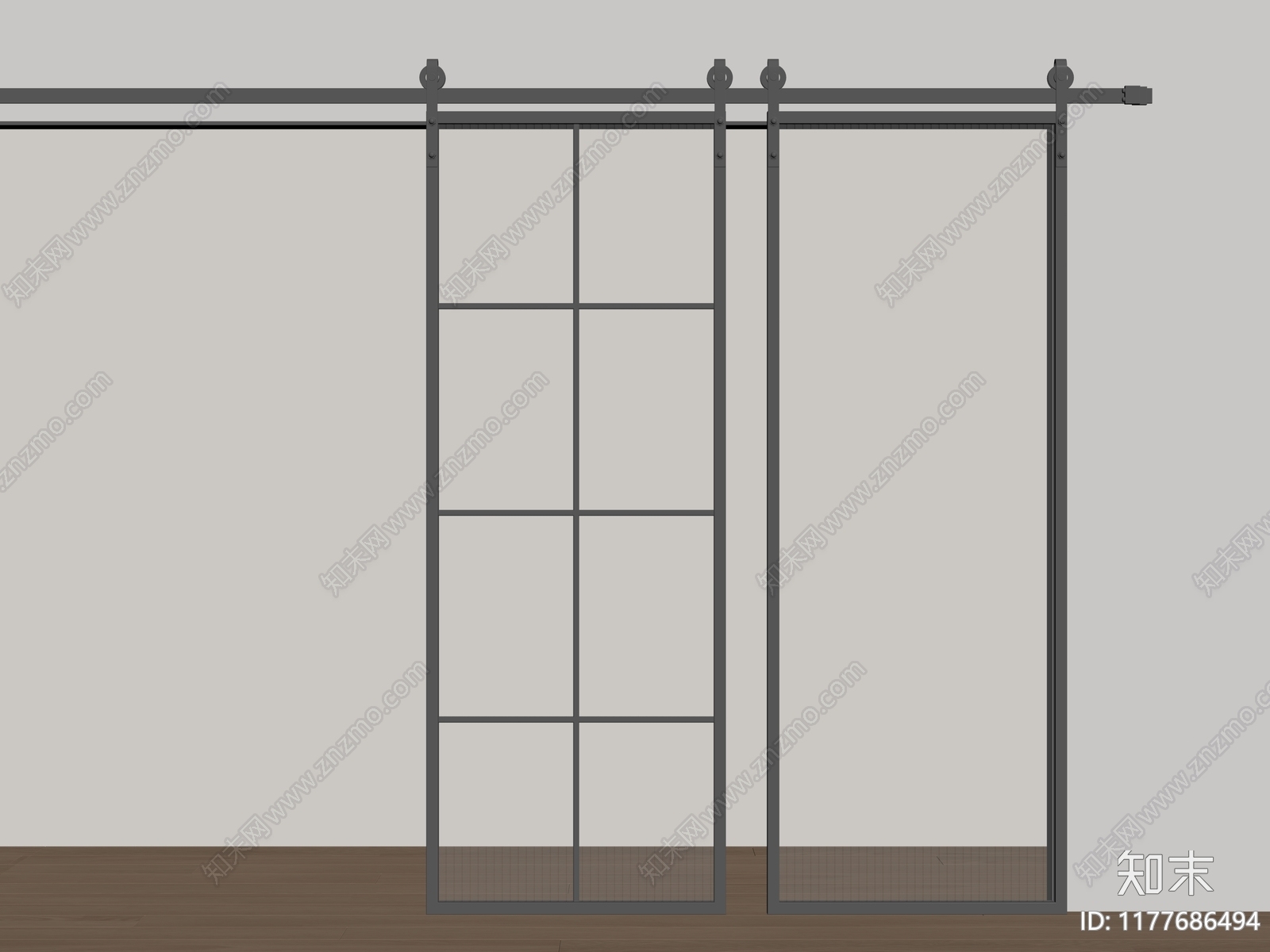 现代推拉门SU模型下载【ID:1177686494】